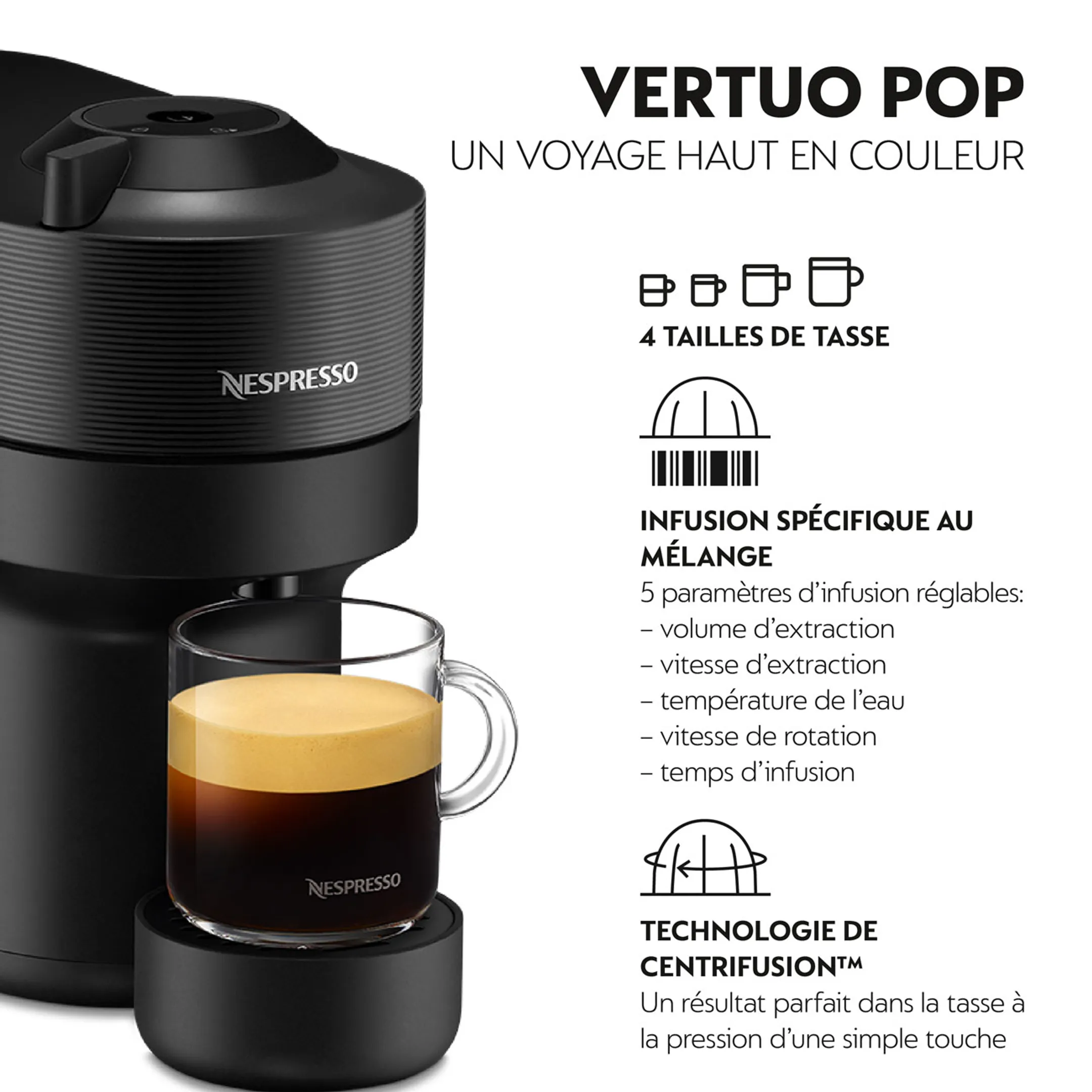 Machine à café Nespresso Vertuo Pop Bundle - Noir