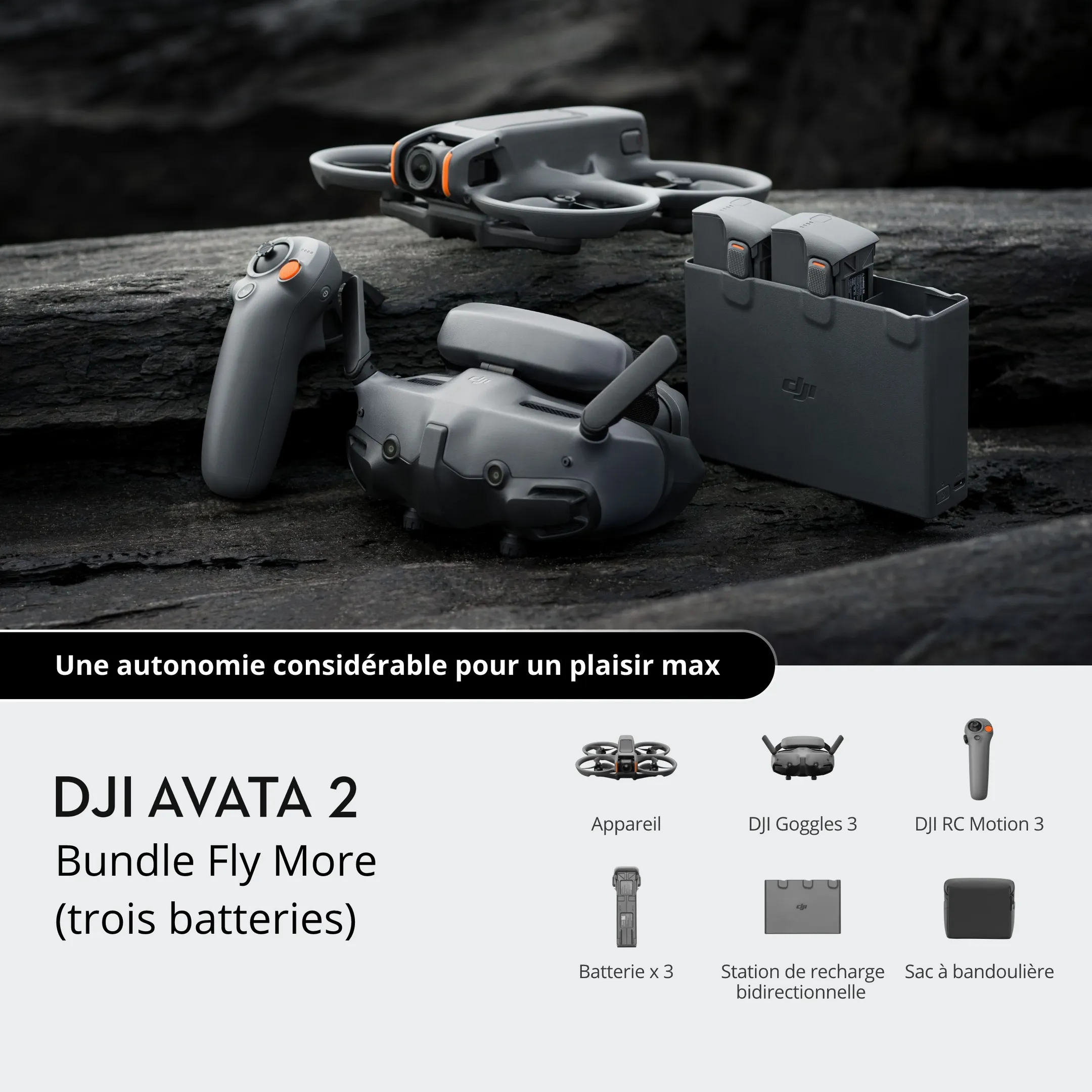 DJI Drone Avata 2 Bundle Fly More (trois batteries) image