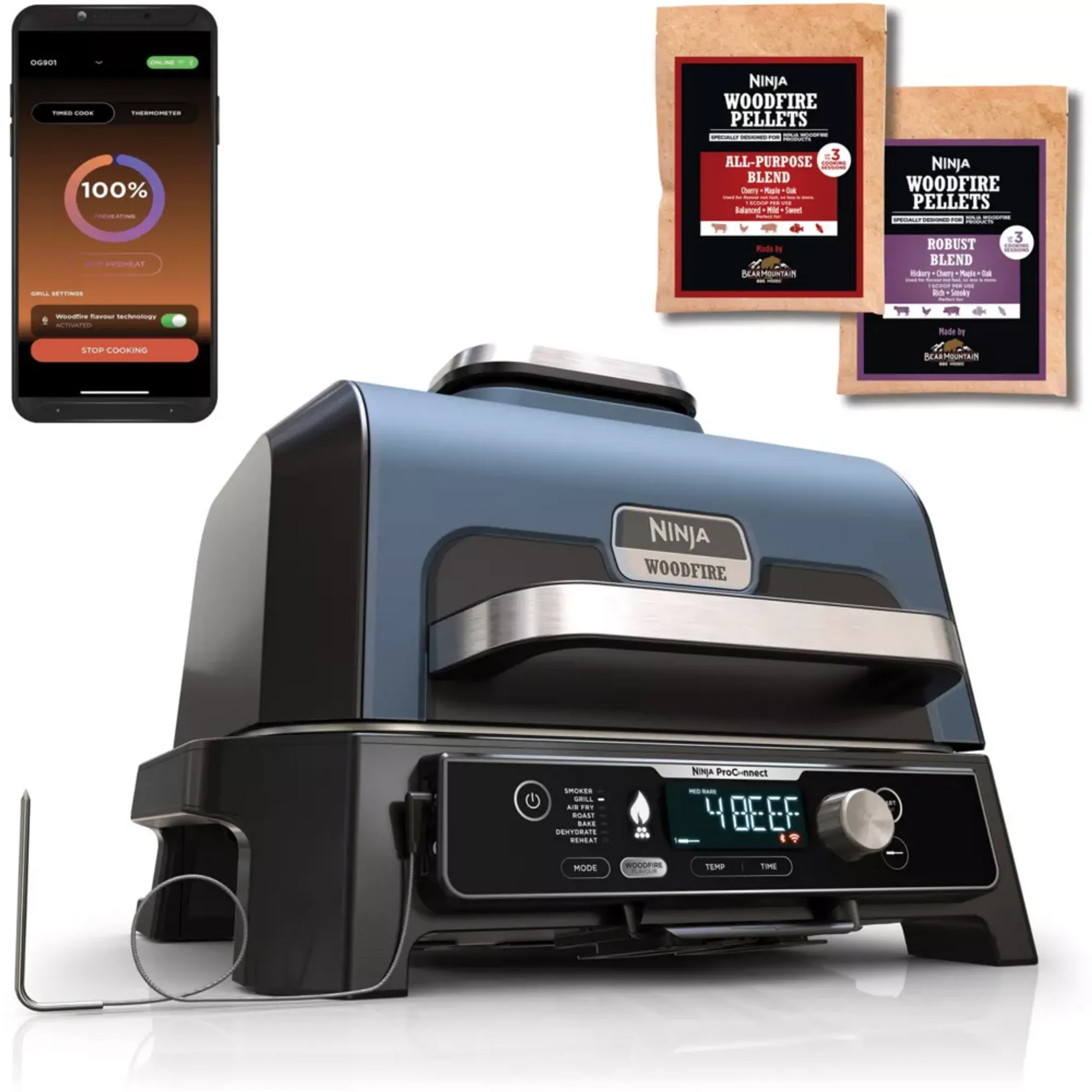 Ninja Barbecue électrique et fumoir Woodfire Pro Connect XL OG901EU image