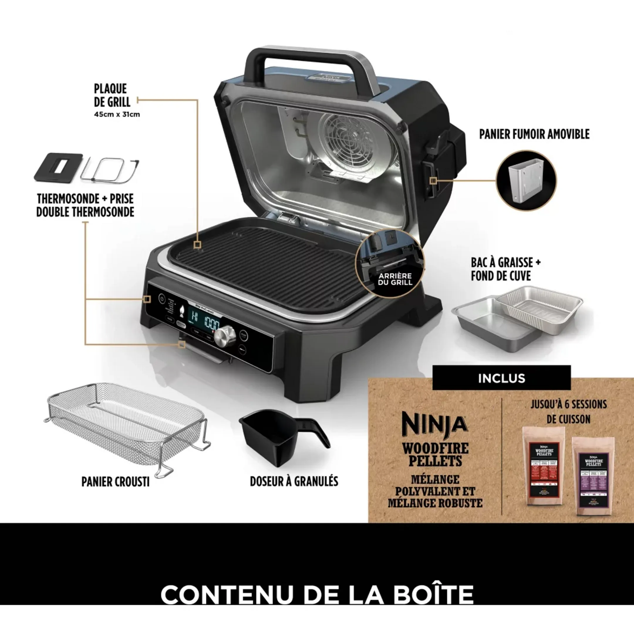 Ninja Barbecue électrique et fumoir Woodfire Pro Connect XL OG901EU image