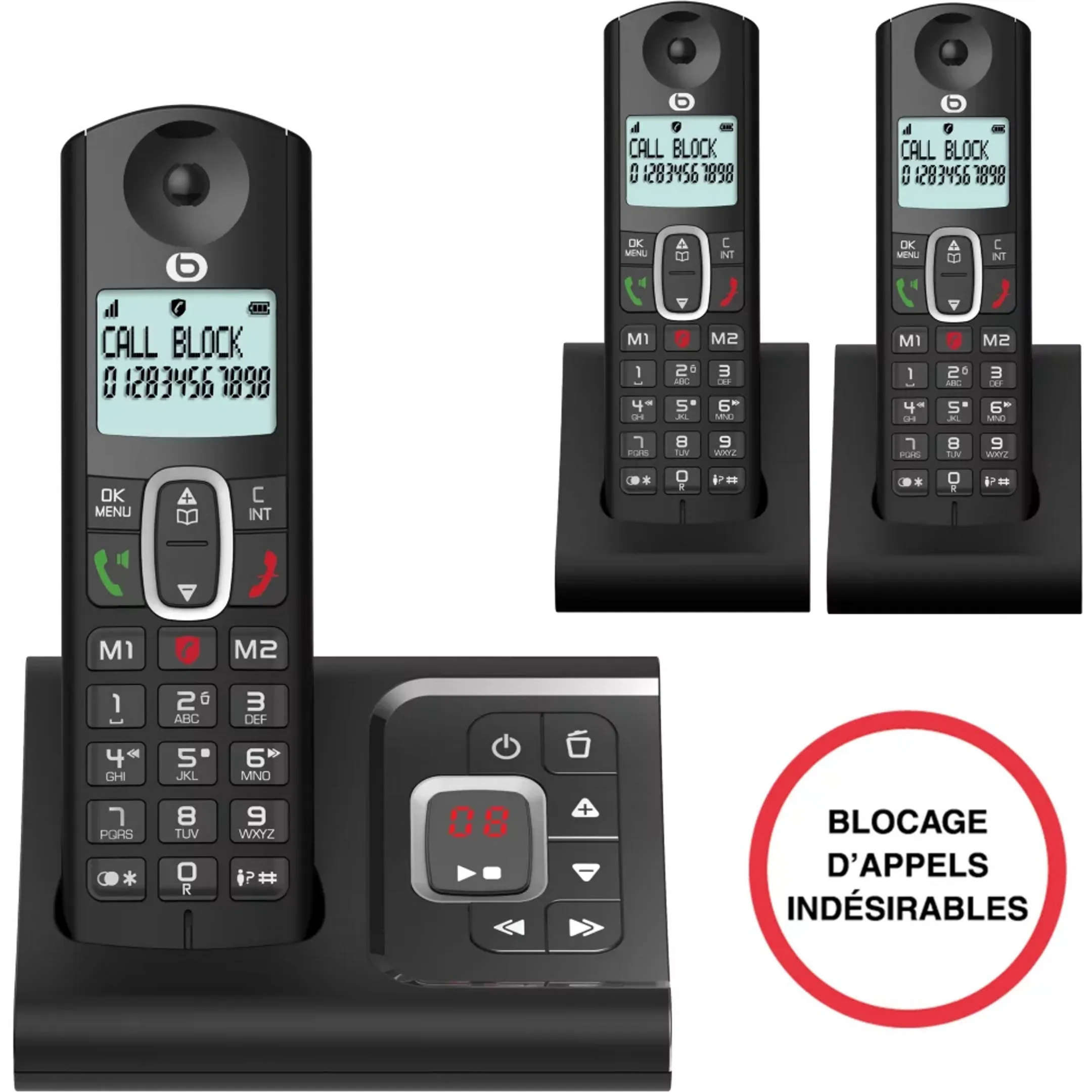 Téléphone sans fil Tribu trio-R V3 - Noir