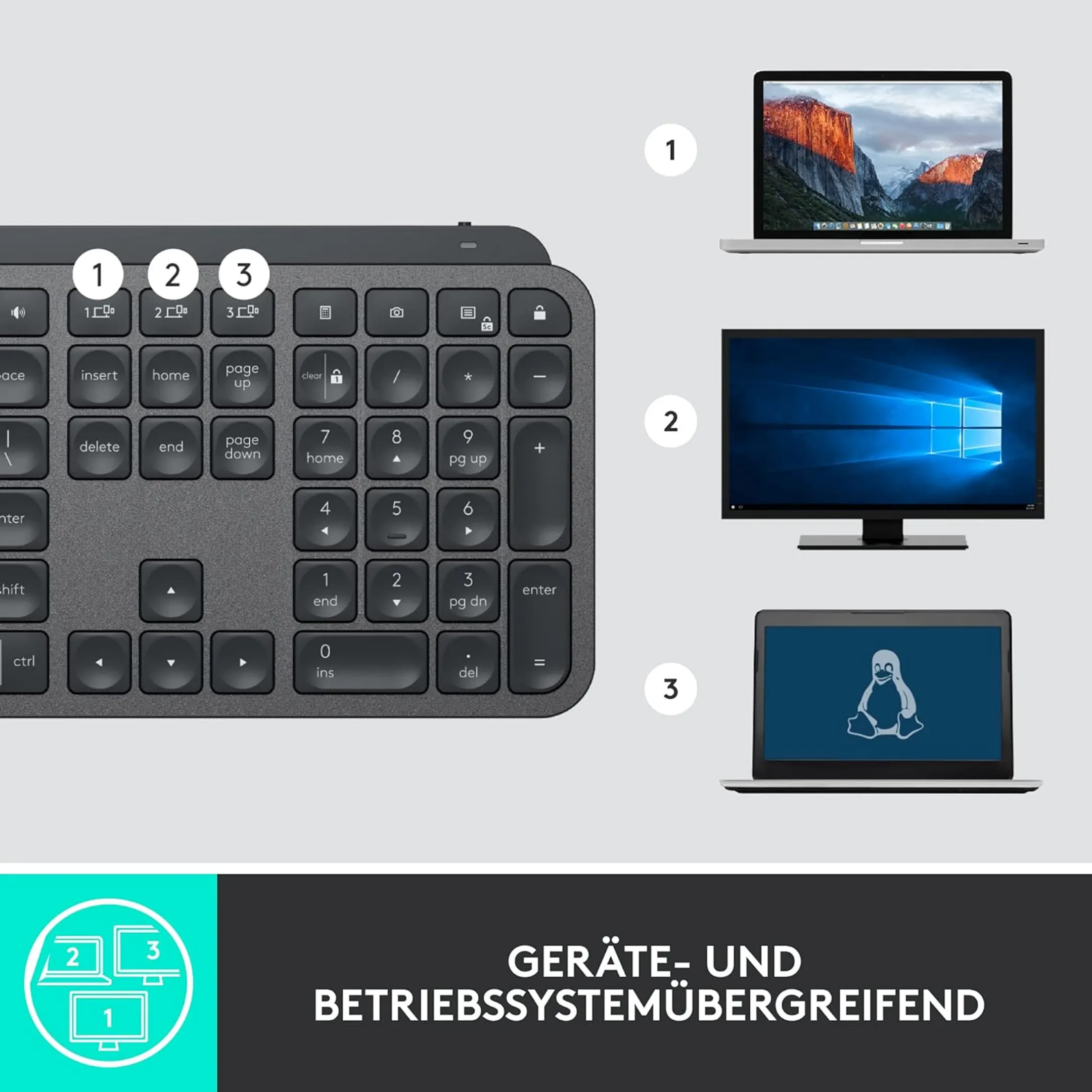 Logitech Kabellose Tastatur MX Keys for Business - QWERTZ (SF) - Graphite image