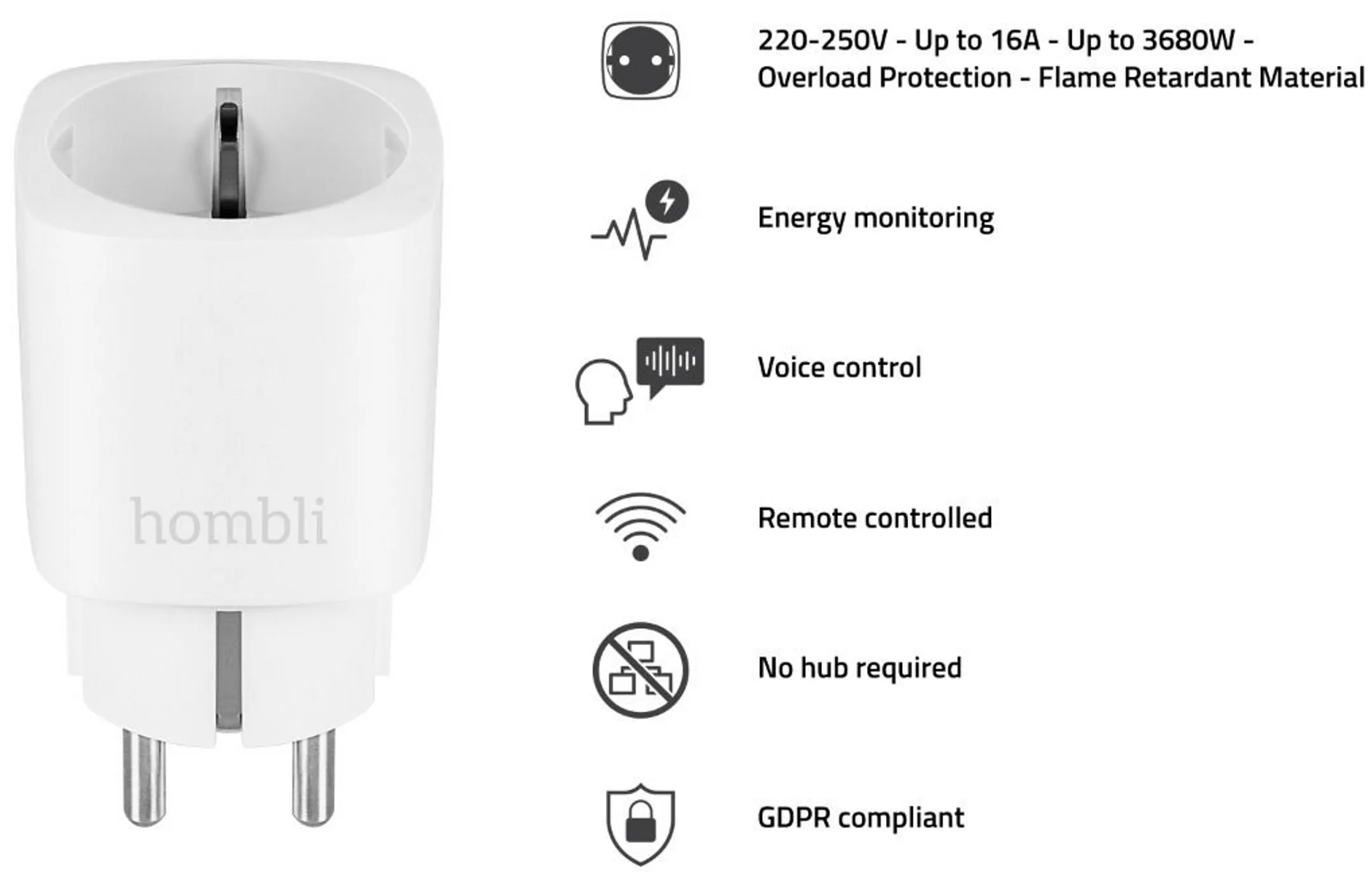 HOMBLI Connected socket Smart Socket EU - 3 pieces - White image