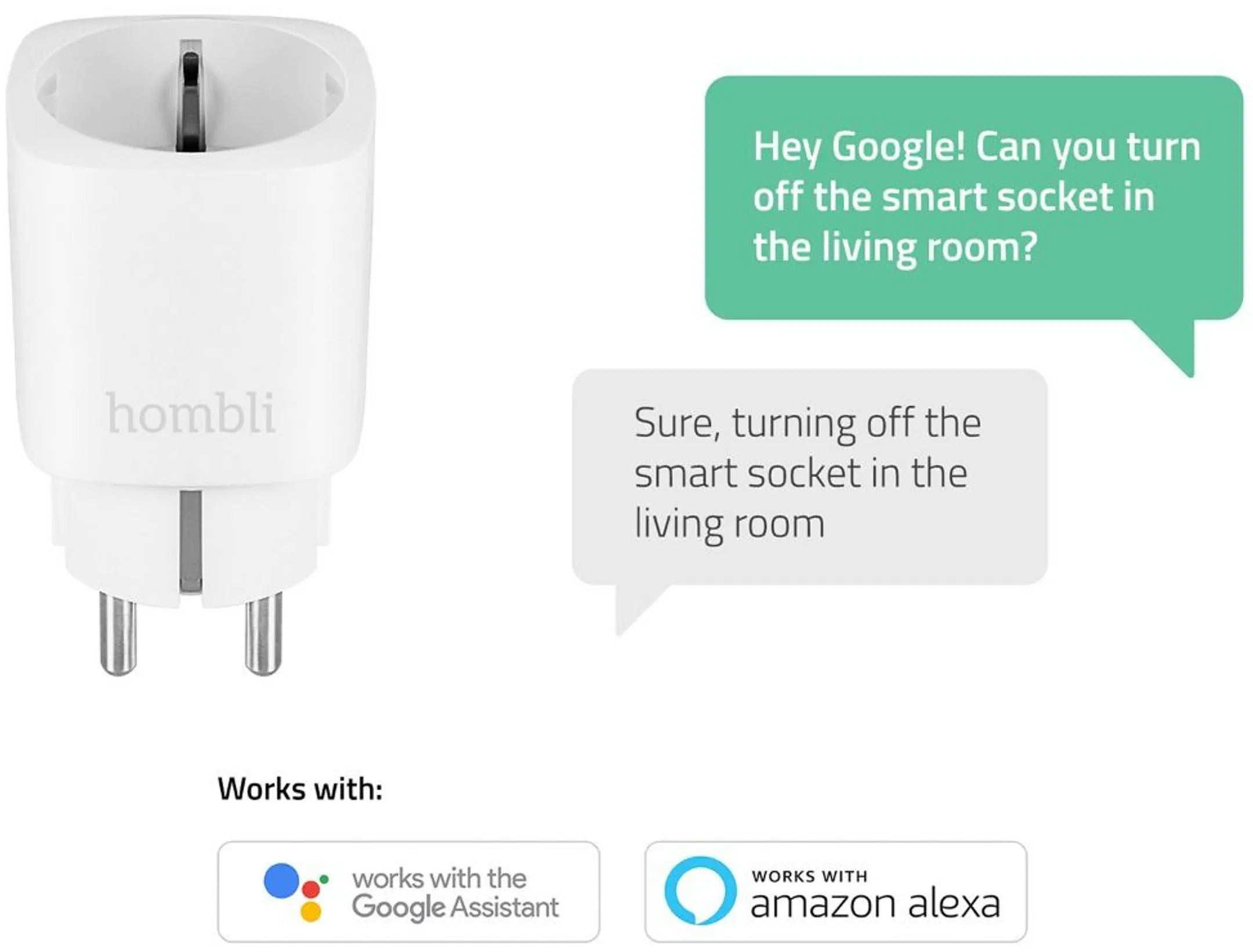 HOMBLI Connected socket Smart Socket EU - 3 pieces - White image