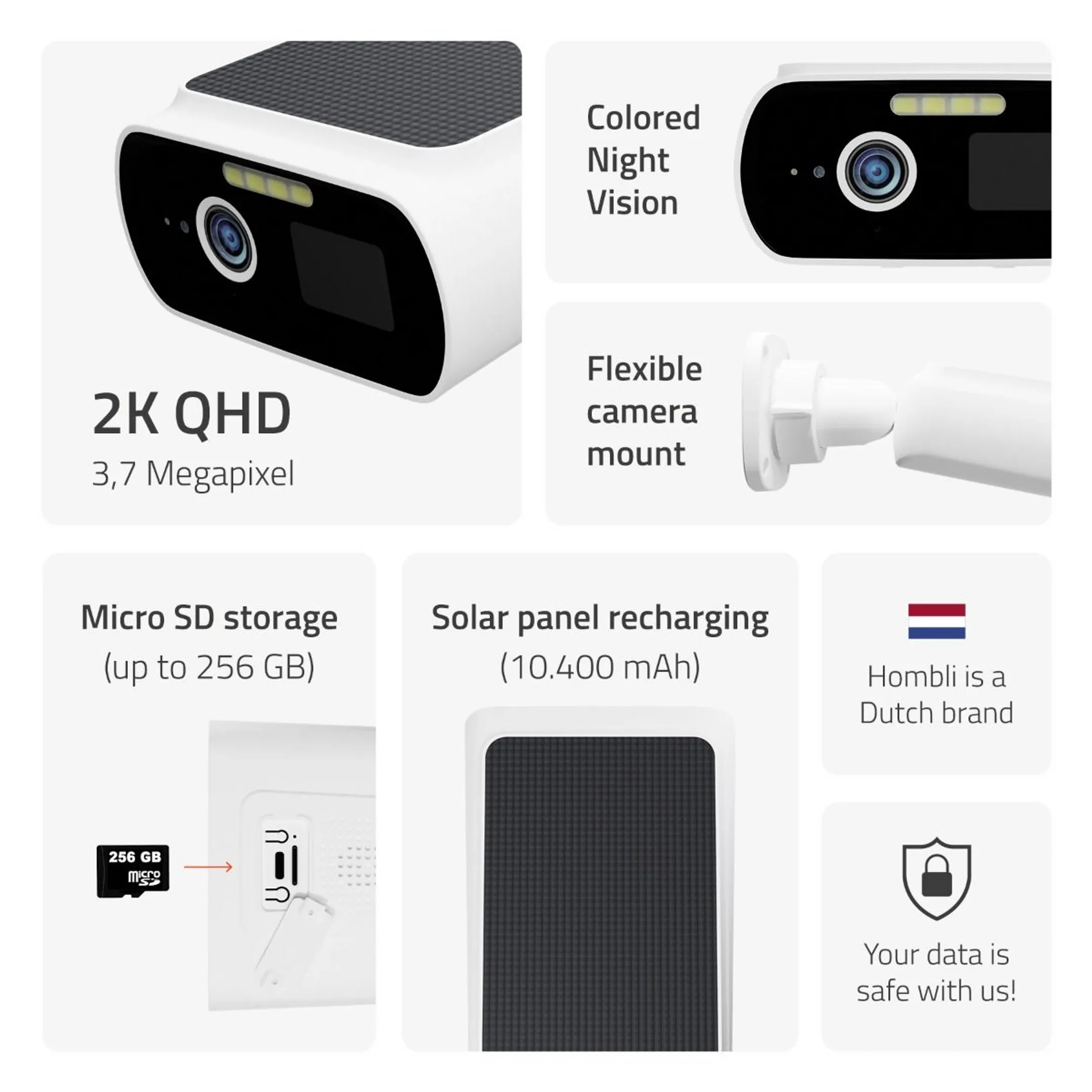 HOMBLI Sicherheitskamera Solar Cam 2K+ MicroSD-Karte 128 GB image