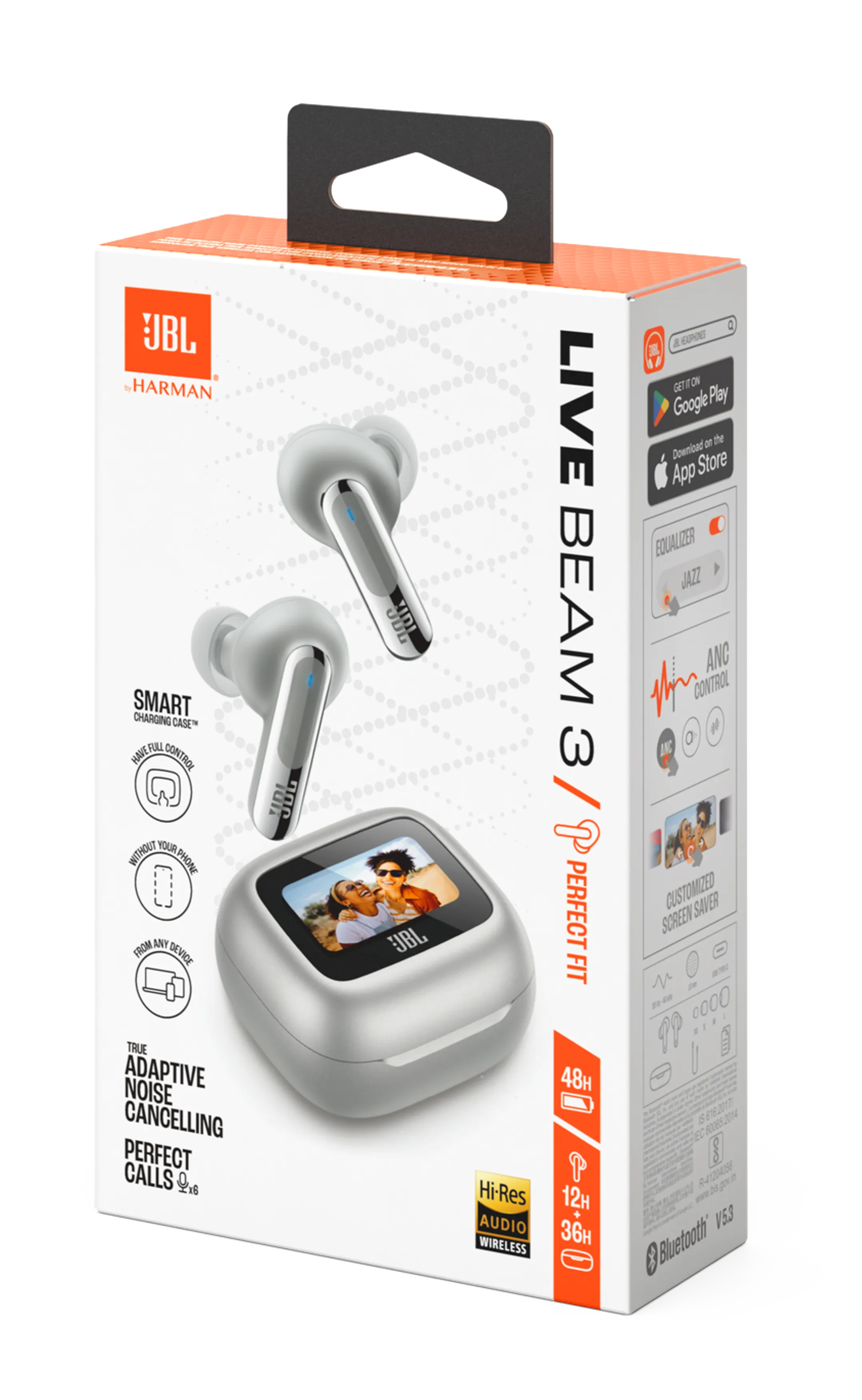 JBL Ecouteurs sans fil Live Beam 3 - Argent image