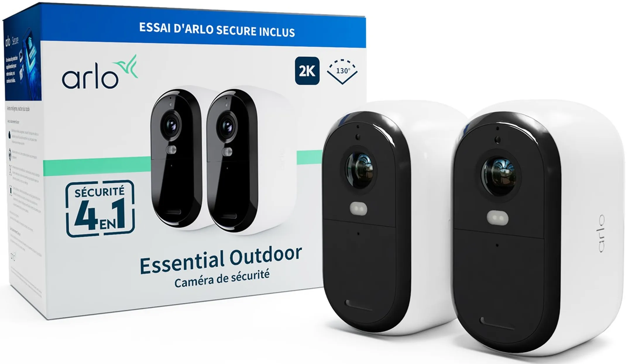 ARLO Camera de surveillance Essential 2K - 2 pièces - Blanc image