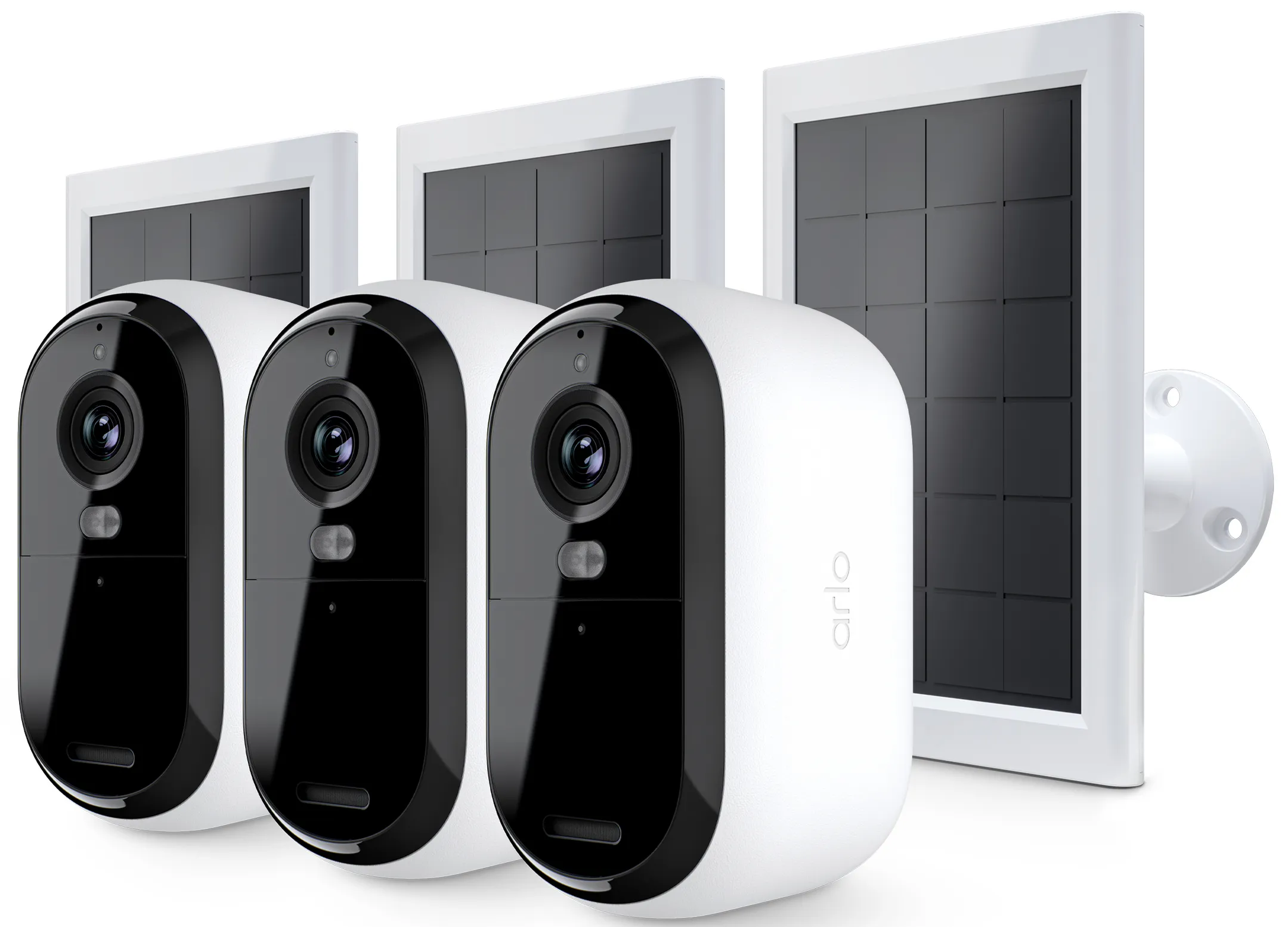 Überwachungskamera Essential 2K & Solarpanel - 3 Stück - Weiß