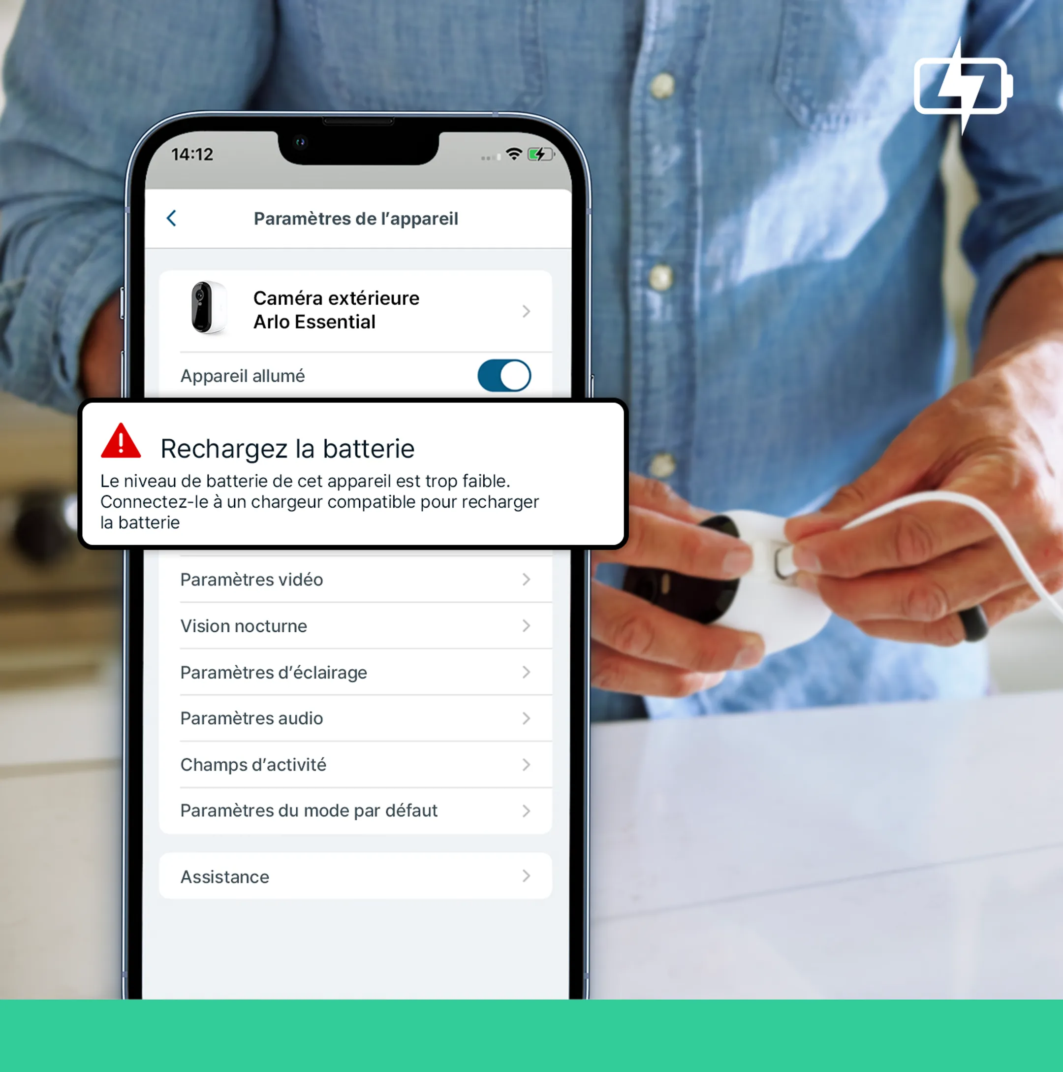 ARLO Camera de surveillance Essential 2K & Panneau solaire - 3 pièces - Blanc image