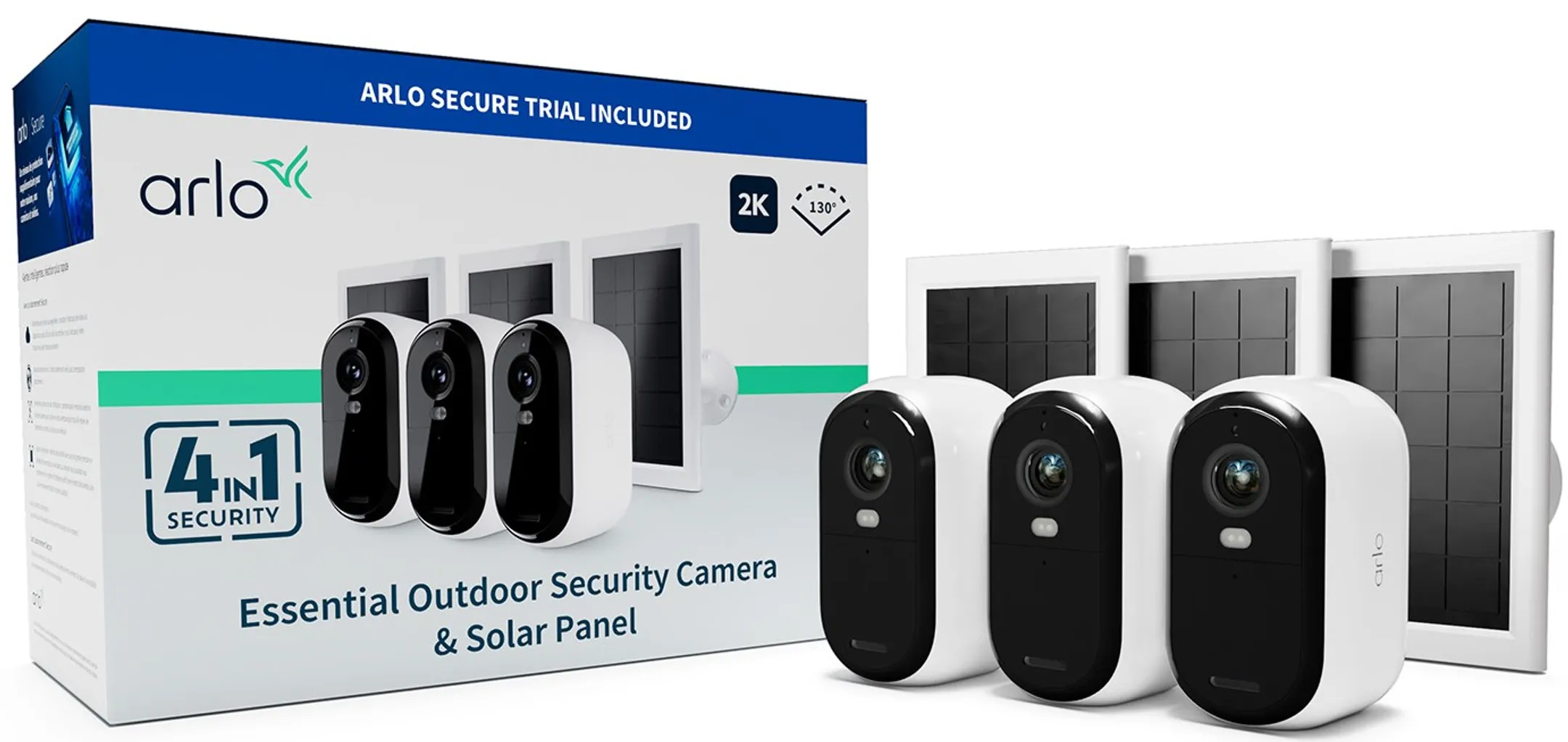 ARLO Überwachungskamera Essential 2K & Solarpanel - 3 Stück - Weiß image