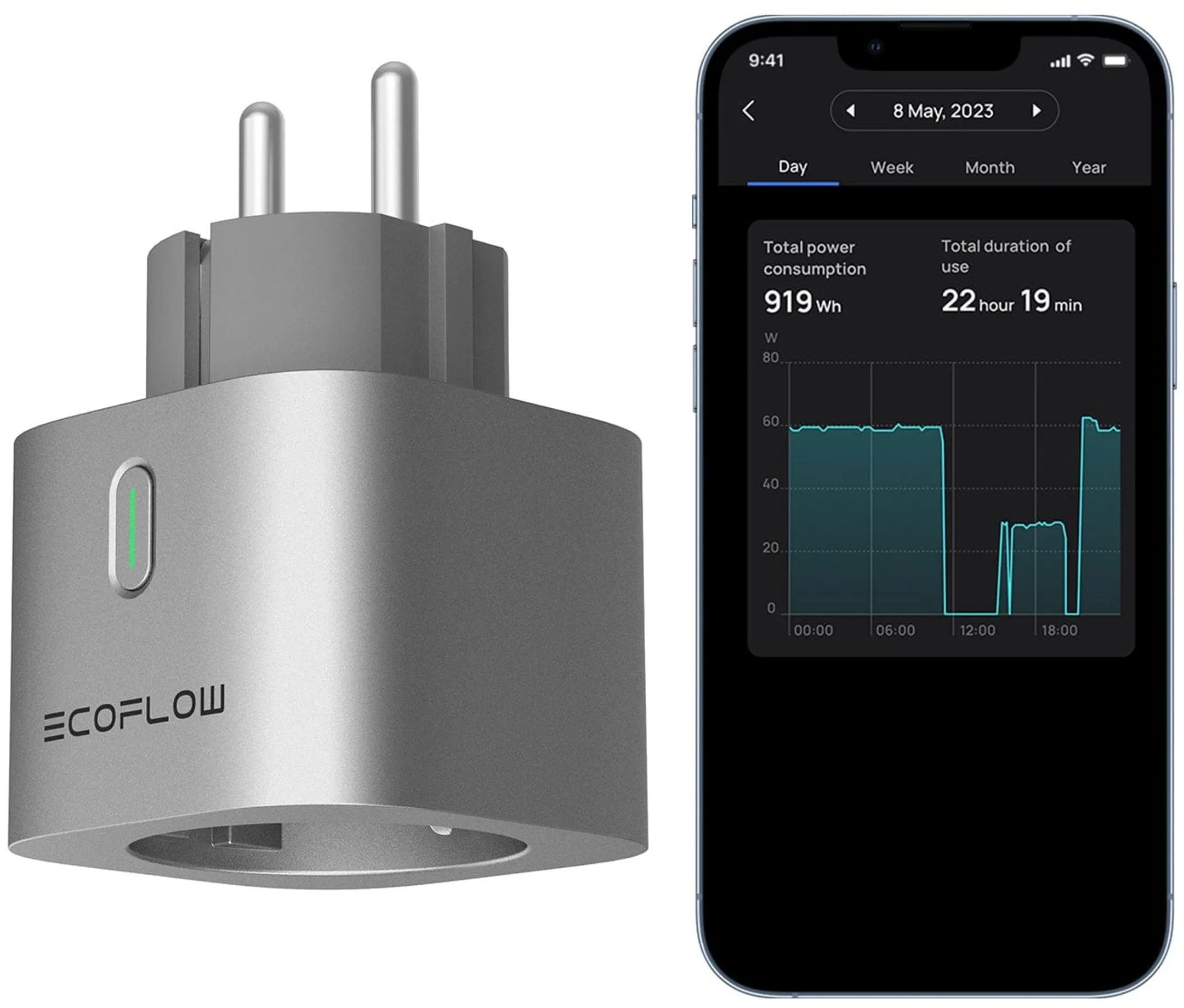 ECOFLOW Smart Plug Wi-Fi & Bluetooth - Grey image