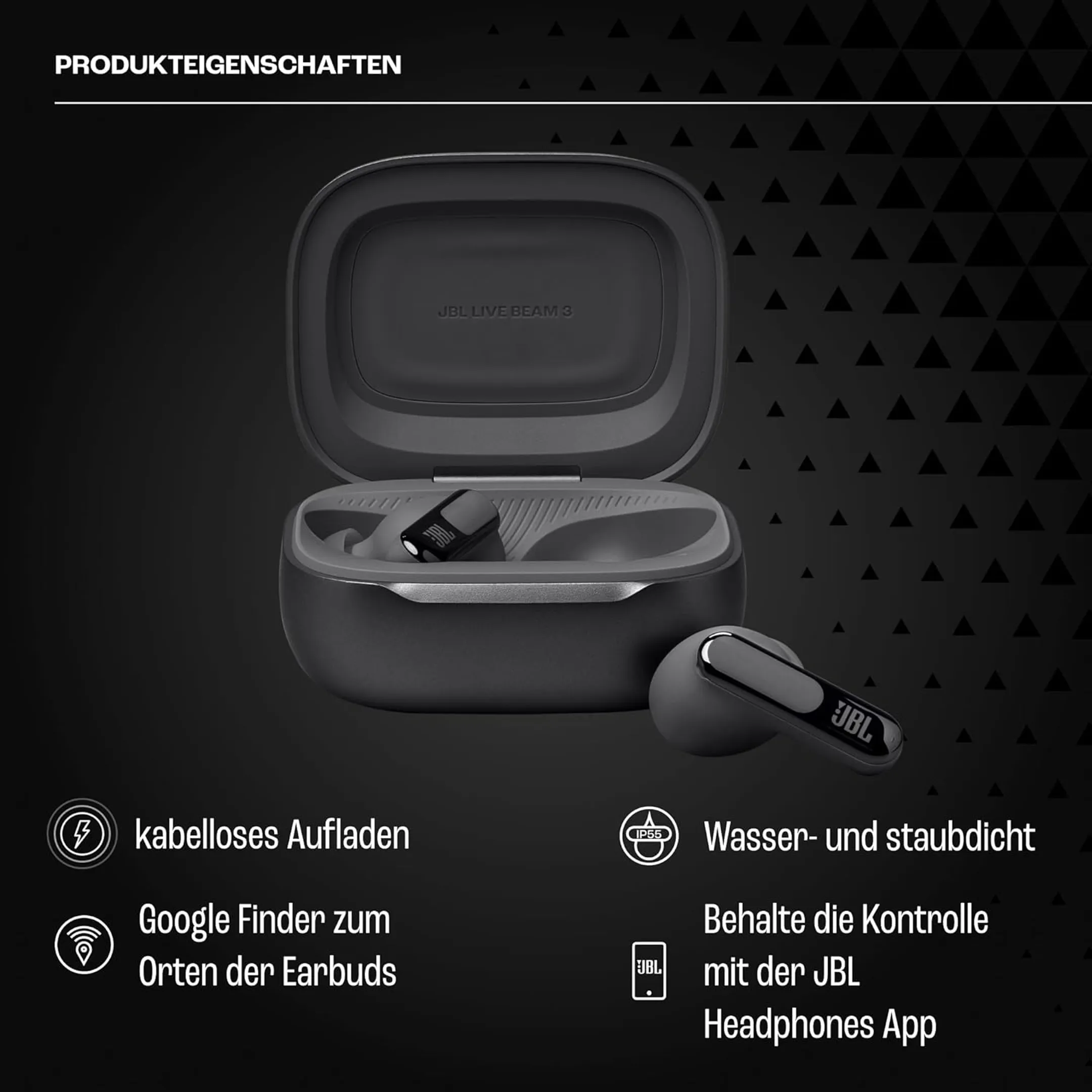 JBL Live Beam 3 Kabellose Bluetooth-Kopfhörer - Schwarz image