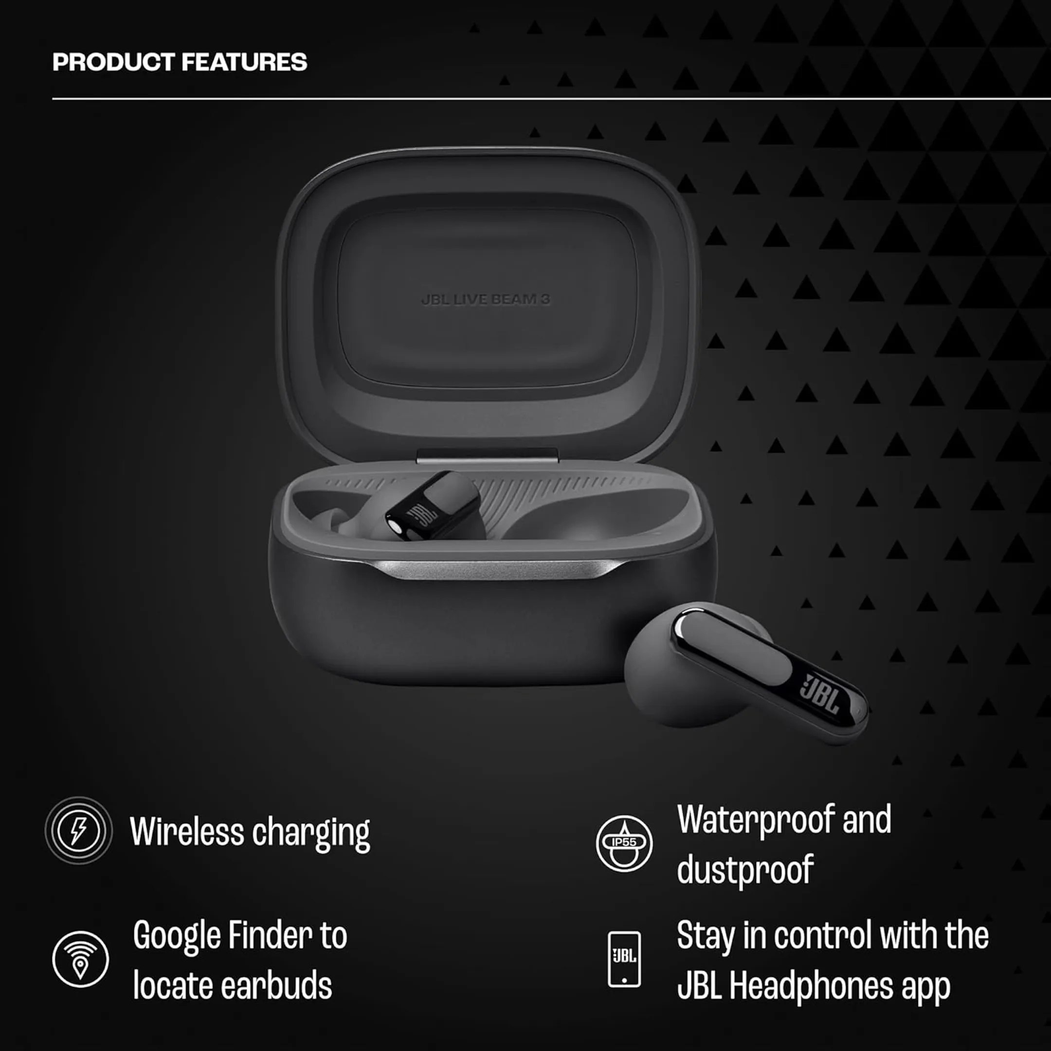 JBL Live Beam 3 Bluetooth Wireless Headphones - Black image