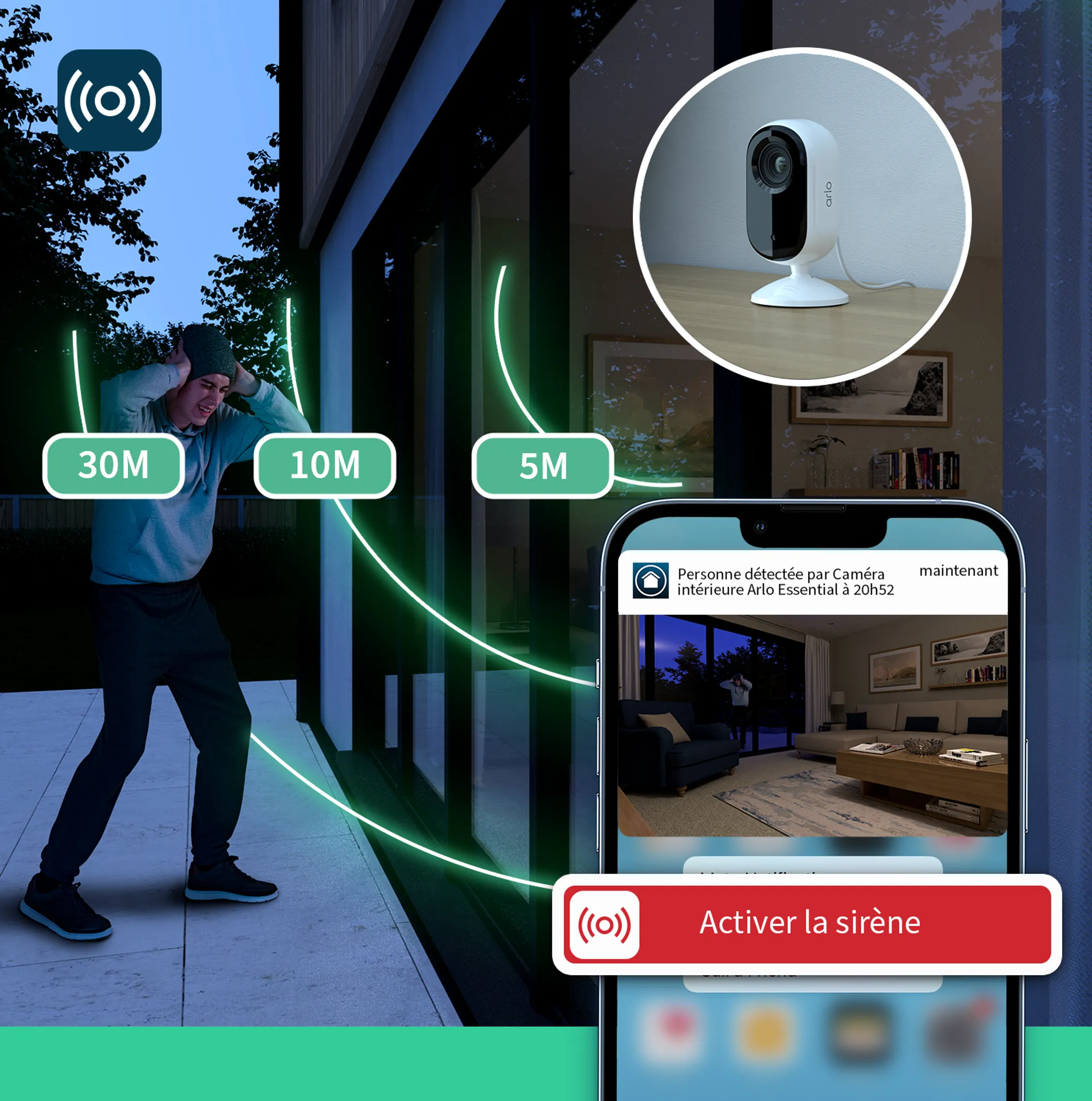 ARLO Caméra de surveillance Essential 2K Indoor - 2 pièces - Blanc image