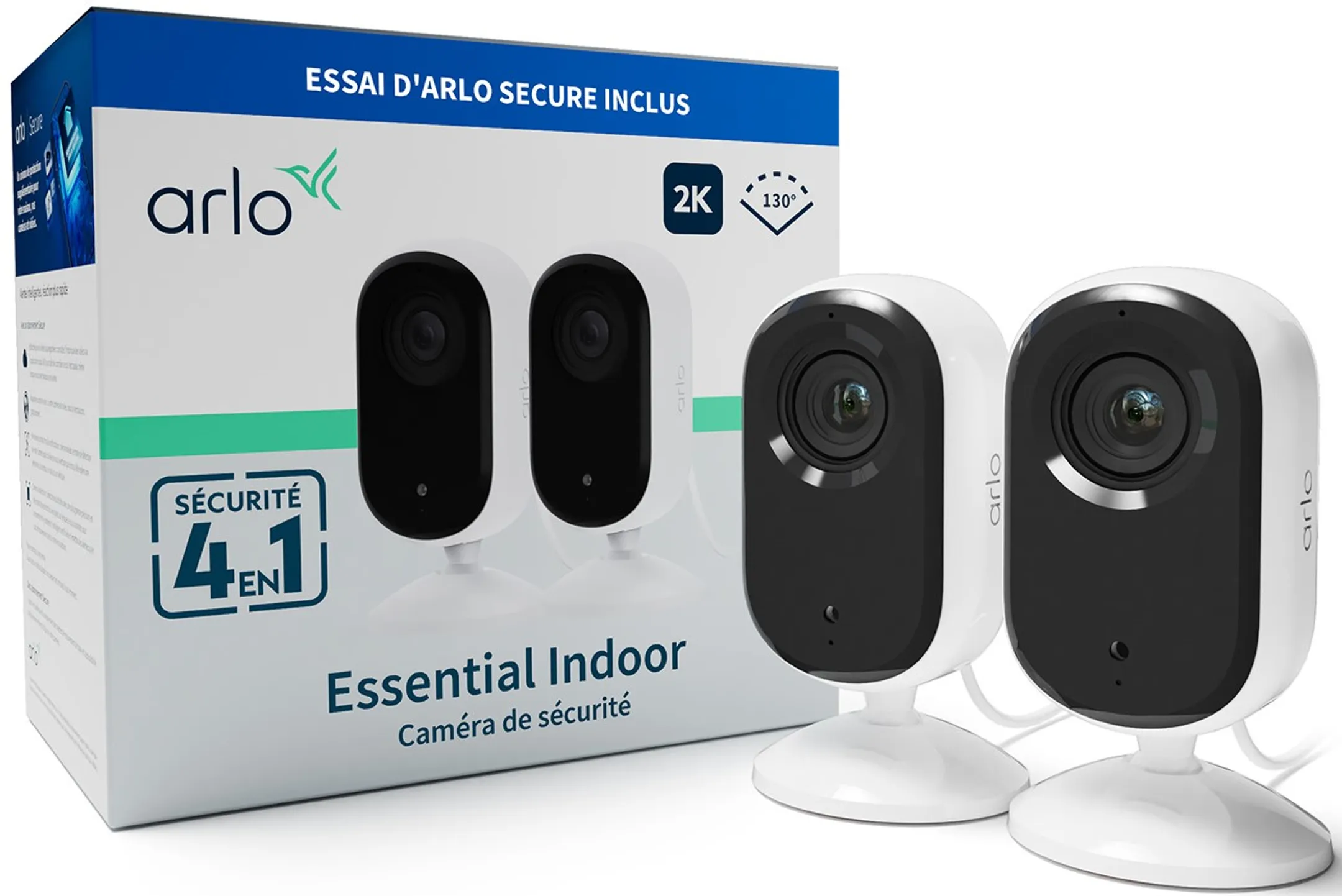 ARLO Caméra de surveillance Essential 2K Indoor - 2 pièces - Blanc image