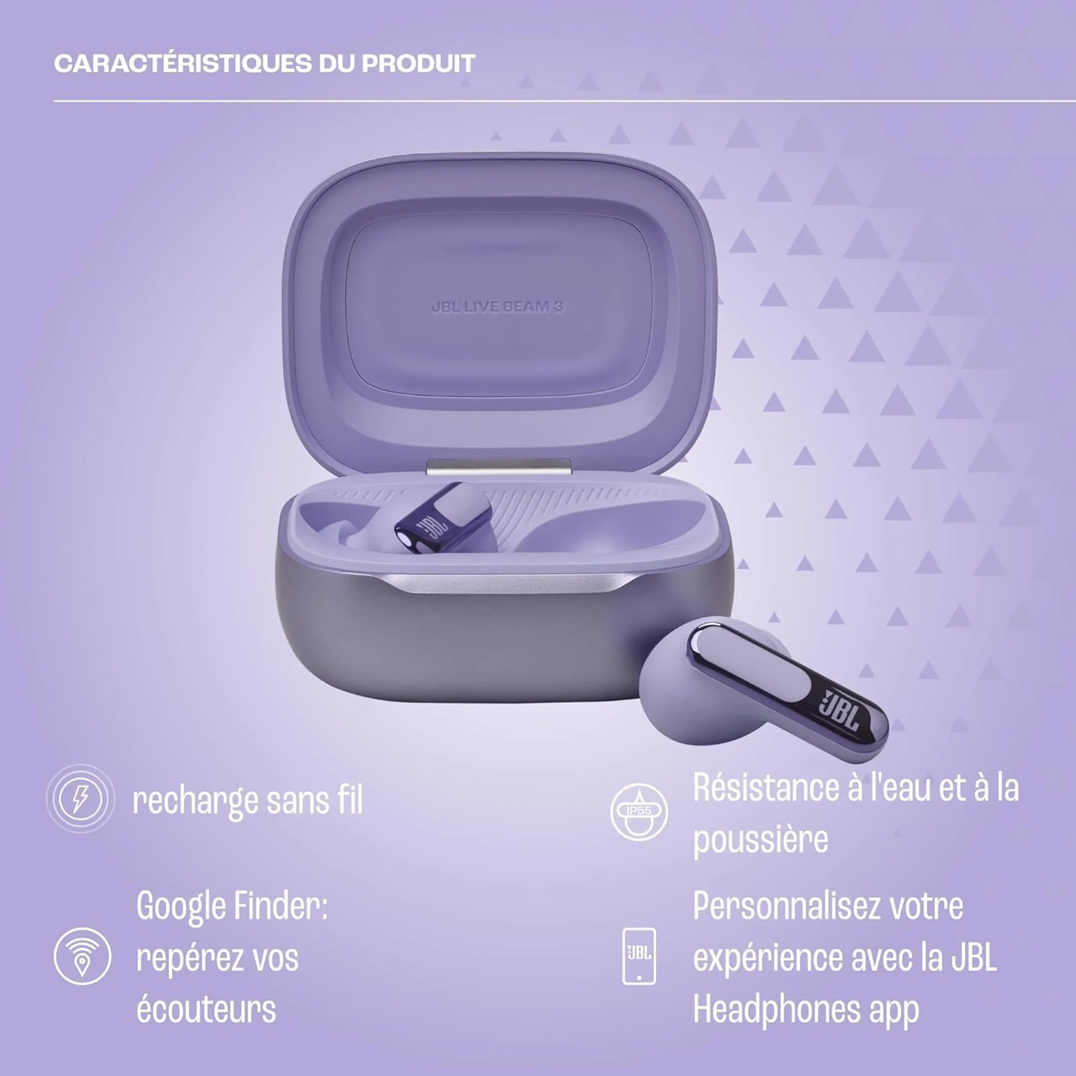 JBL Ecouteurs sans fil Bluetooth Live Beam 3 - Violet image