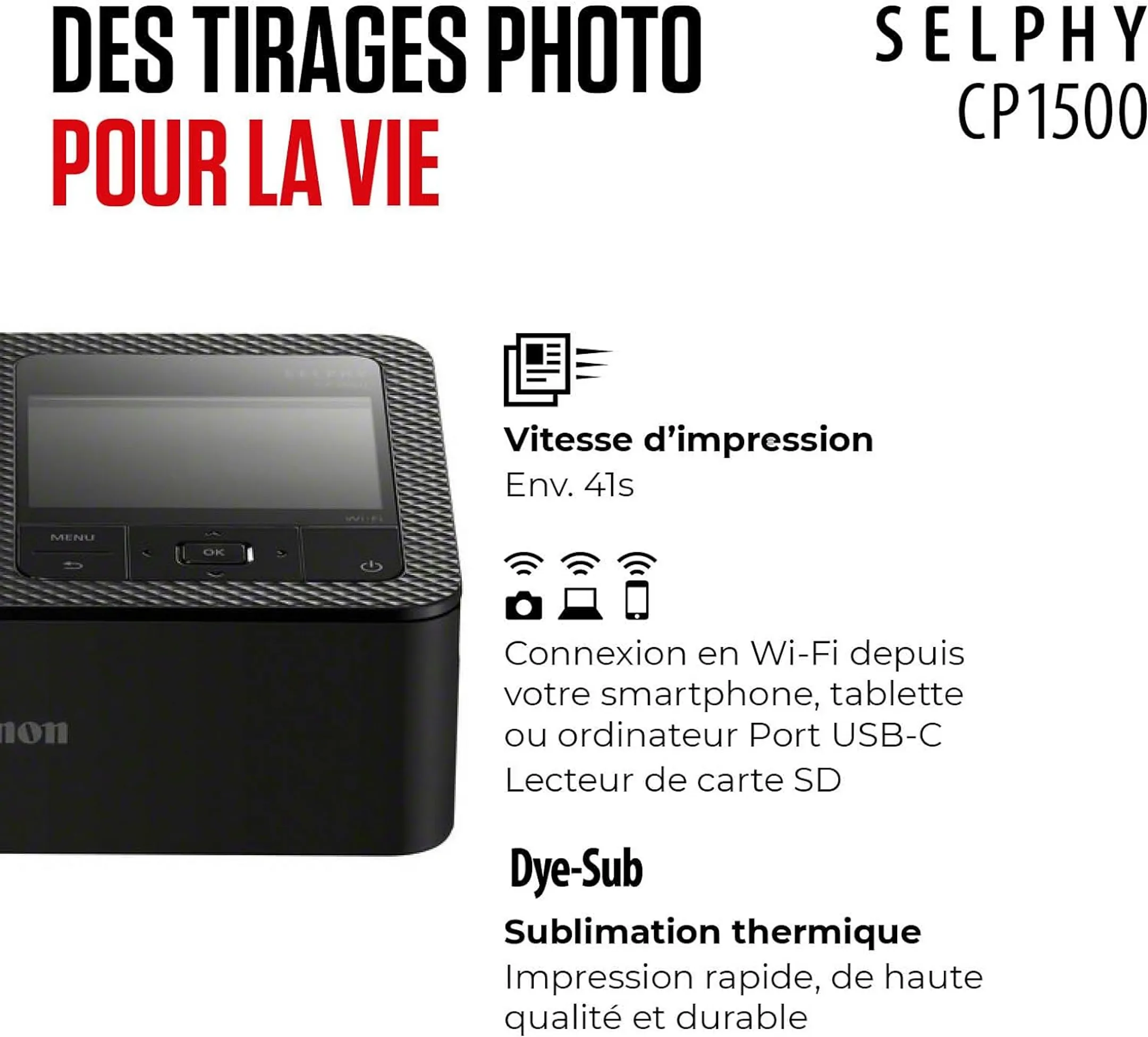 Canon Imprimante photo SELPHY CP1500 - Noir image