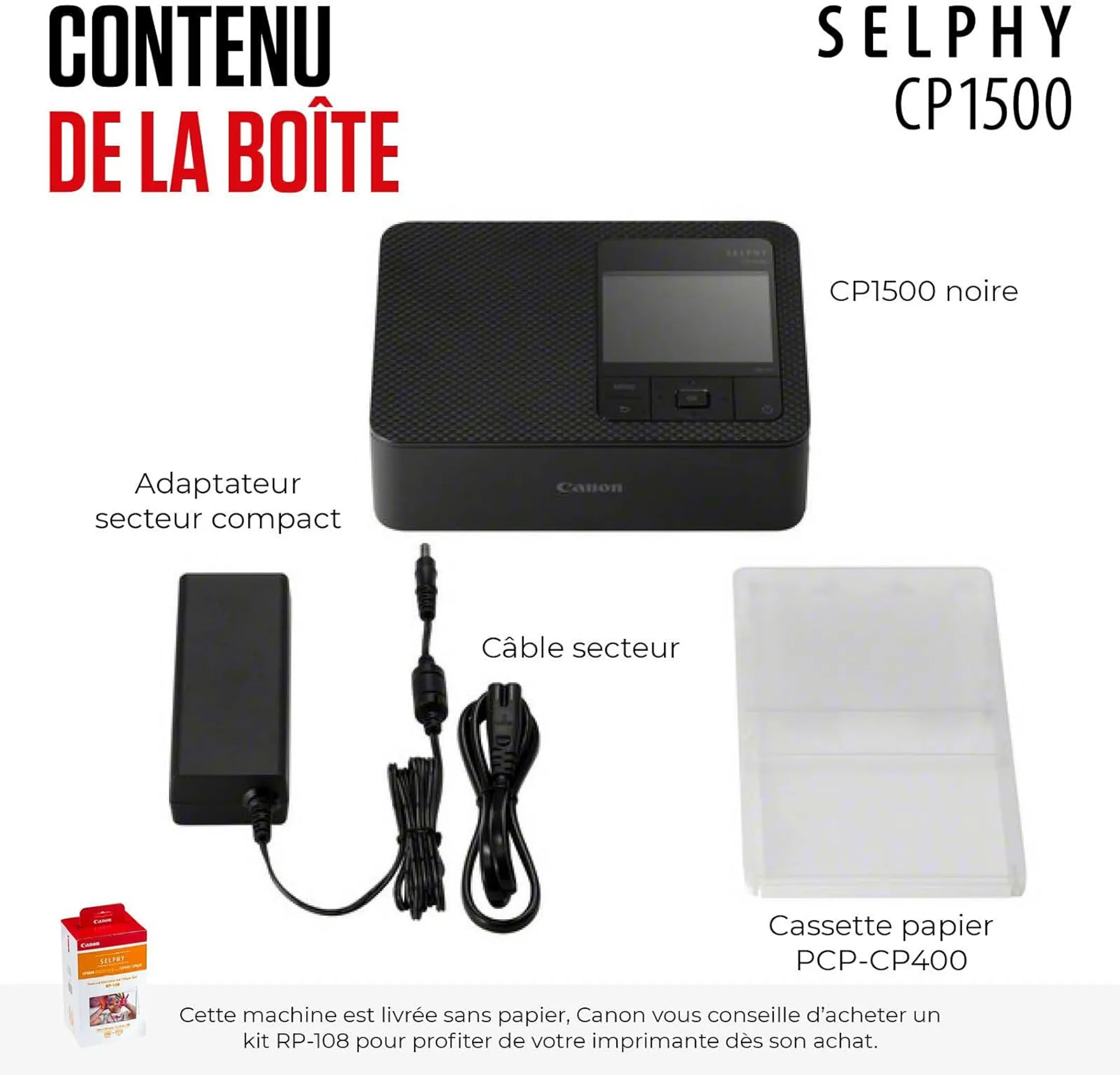 Canon Imprimante photo SELPHY CP1500 - Noir image