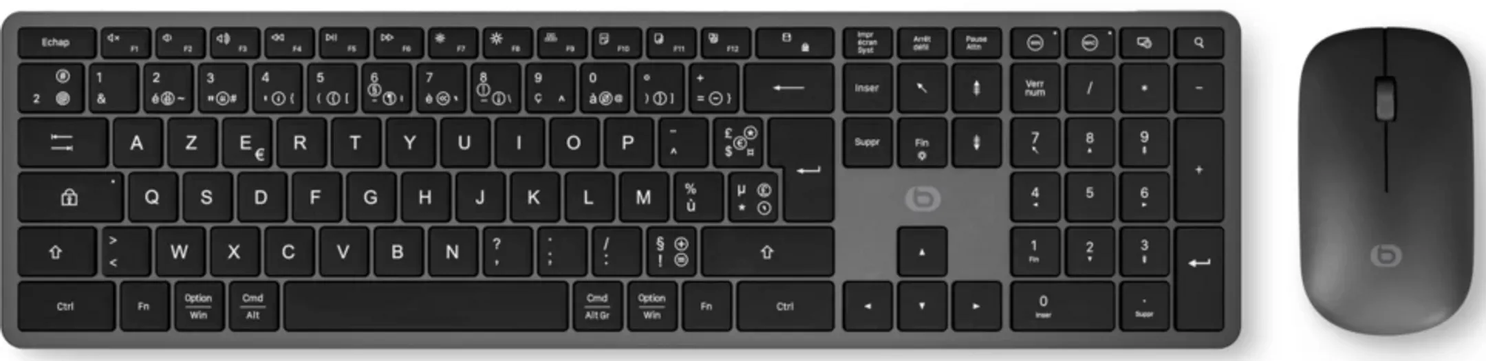 Clavier & Souris sans fil Backlight - AZERTY (FR) - Noir