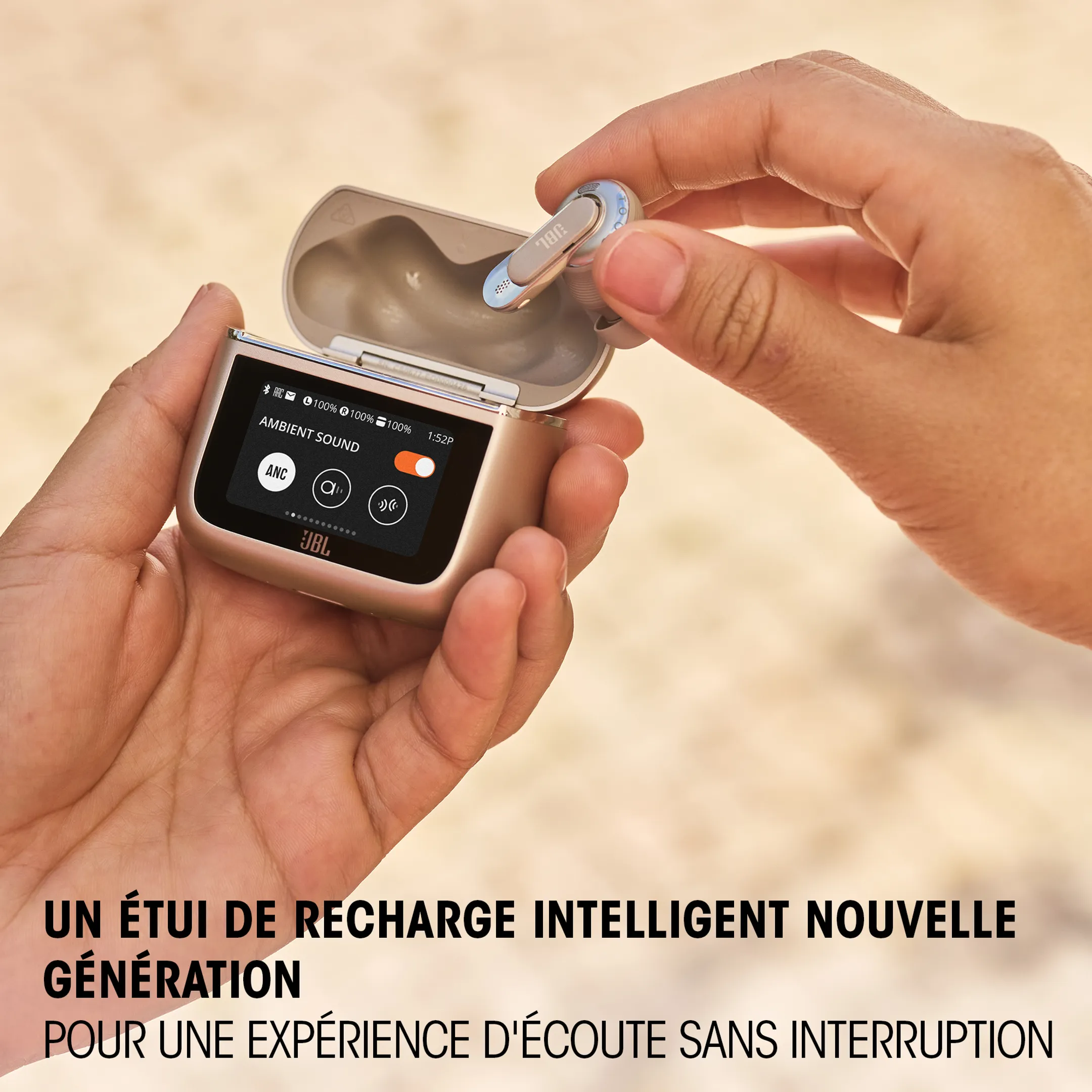 JBL Ecouteurs sans fil Noise Cancelling avec étui de recharge Tour Pro 3 - Latte image