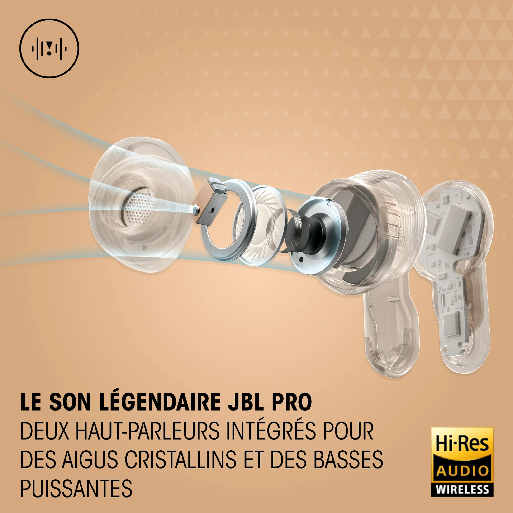 JBL Ecouteurs sans fil Noise Cancelling avec étui de recharge Tour Pro 3 - Latte image