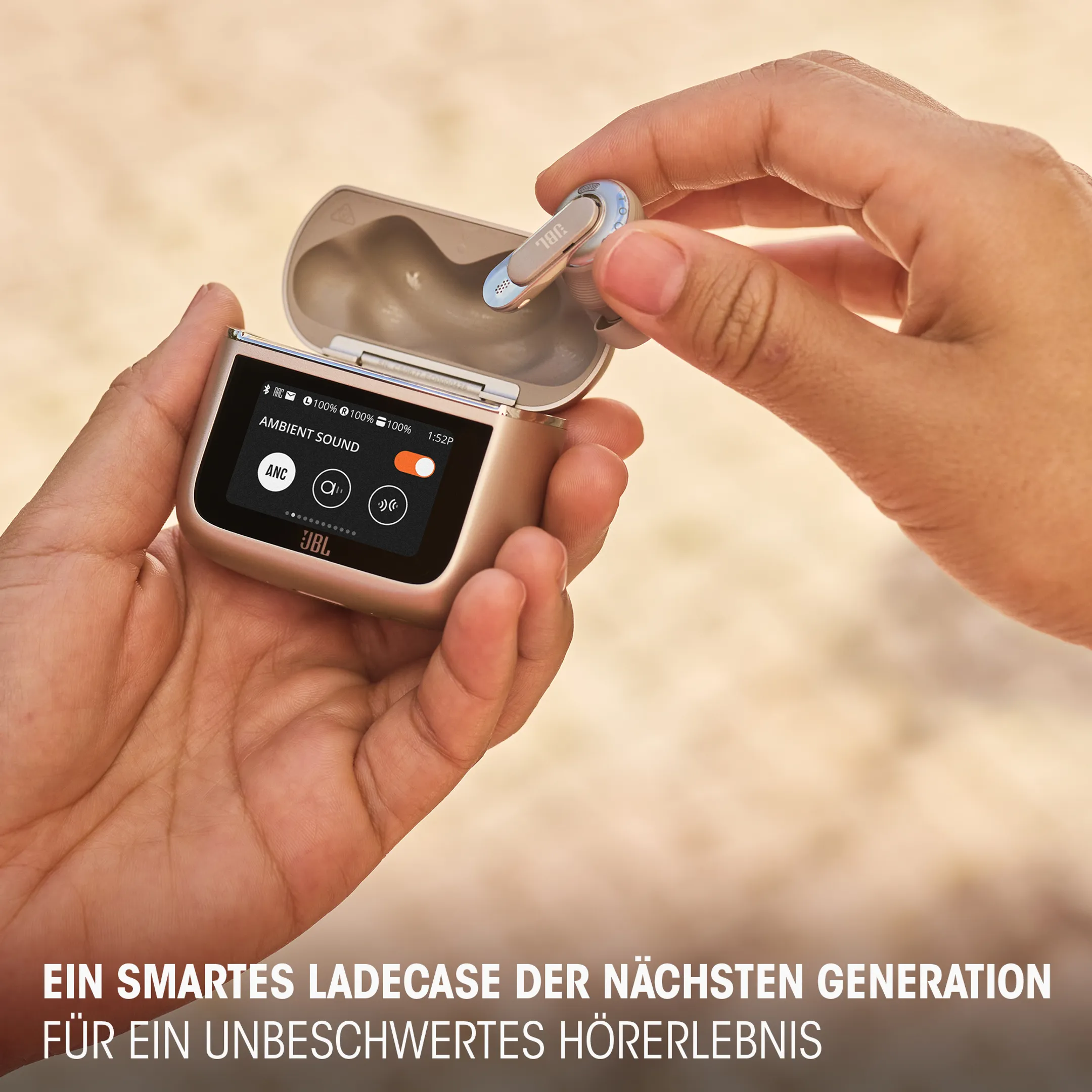 JBL Tour Pro 3 Kabellose Noise-Cancelling-Ohrhörer mit Smart Charging Case - Latte image