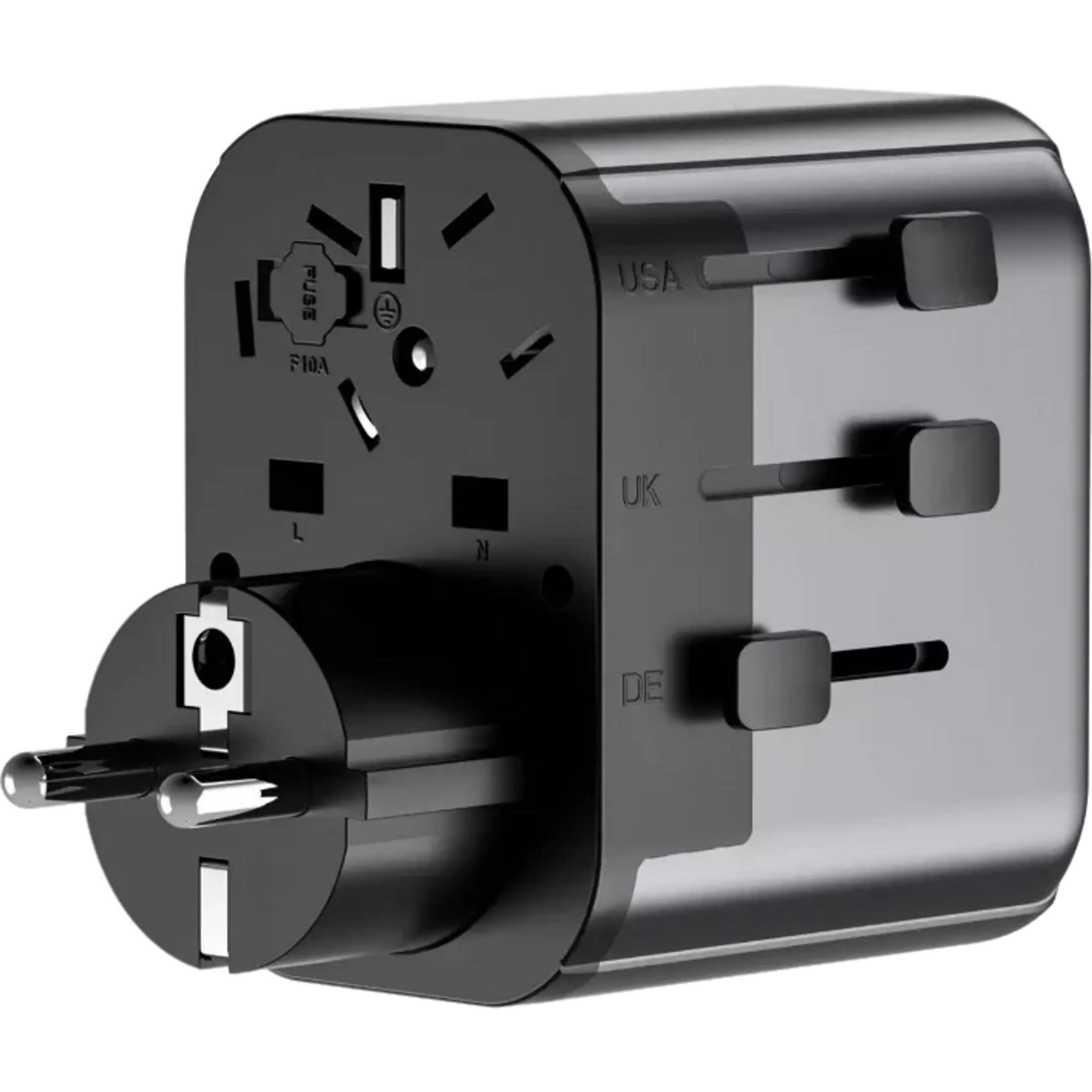 Adeqwat 4-in-1-Universal-Reiseadapter - 30W - Schwarz image