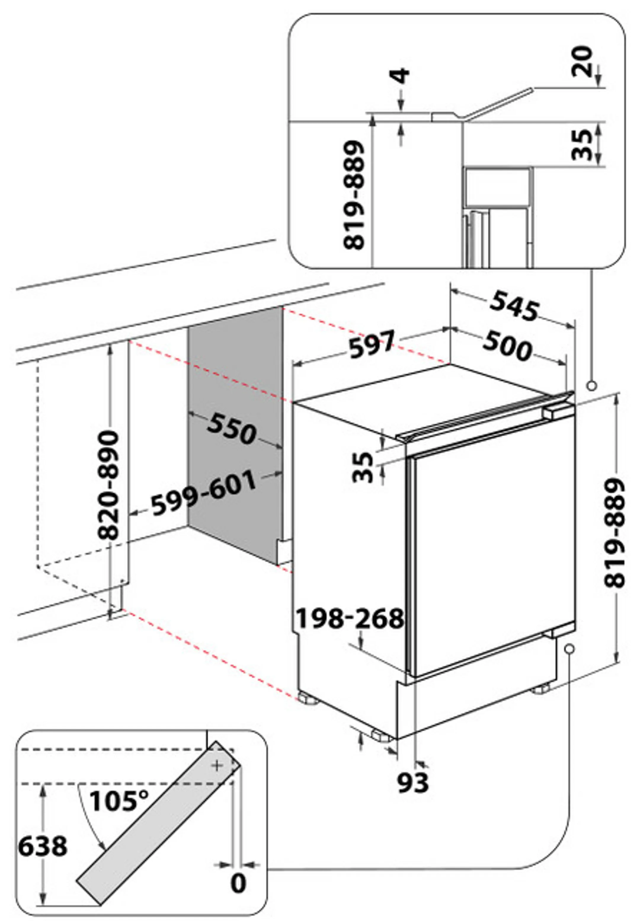 Whirlpool Frigo encastrable sous-plan WBUF011 image