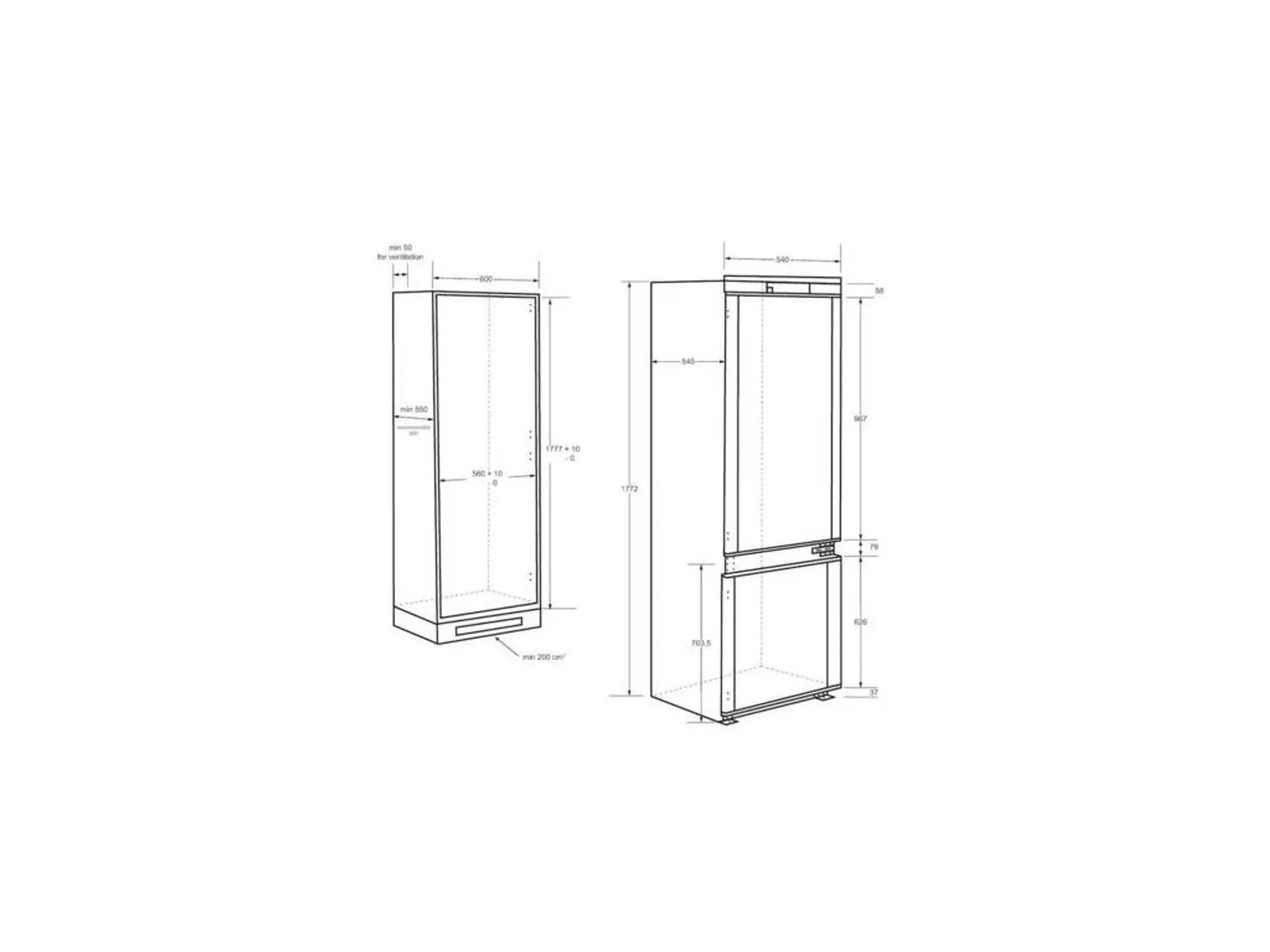 Haier Combi frigo congélateur encastrable 2D 55 Series 6 HBW5518D image