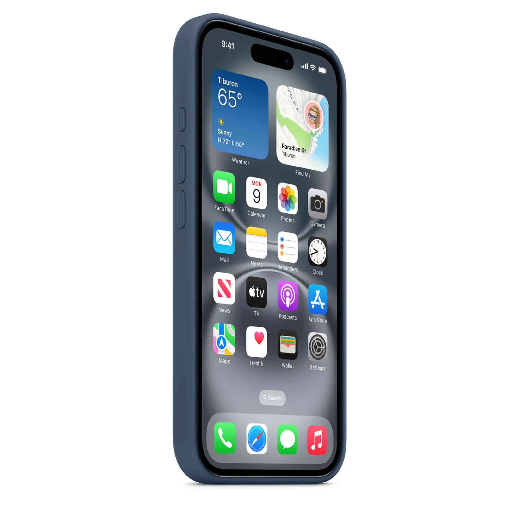 Apple Coque silicone avec MagSafe pour iPhone 16 - Denim image