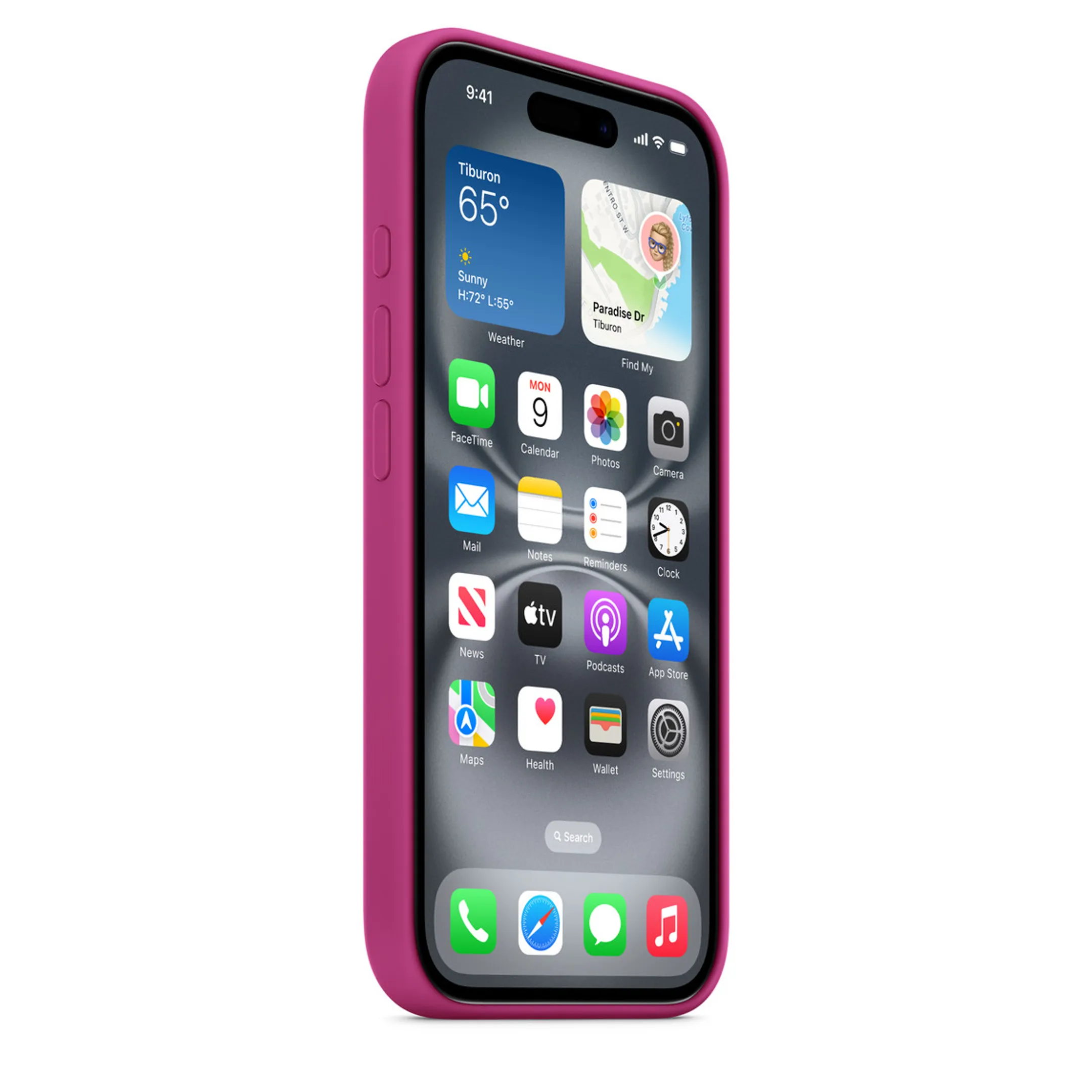 Apple Coque silicone avec MagSafe pour iPhone 16 - Fuchsia image