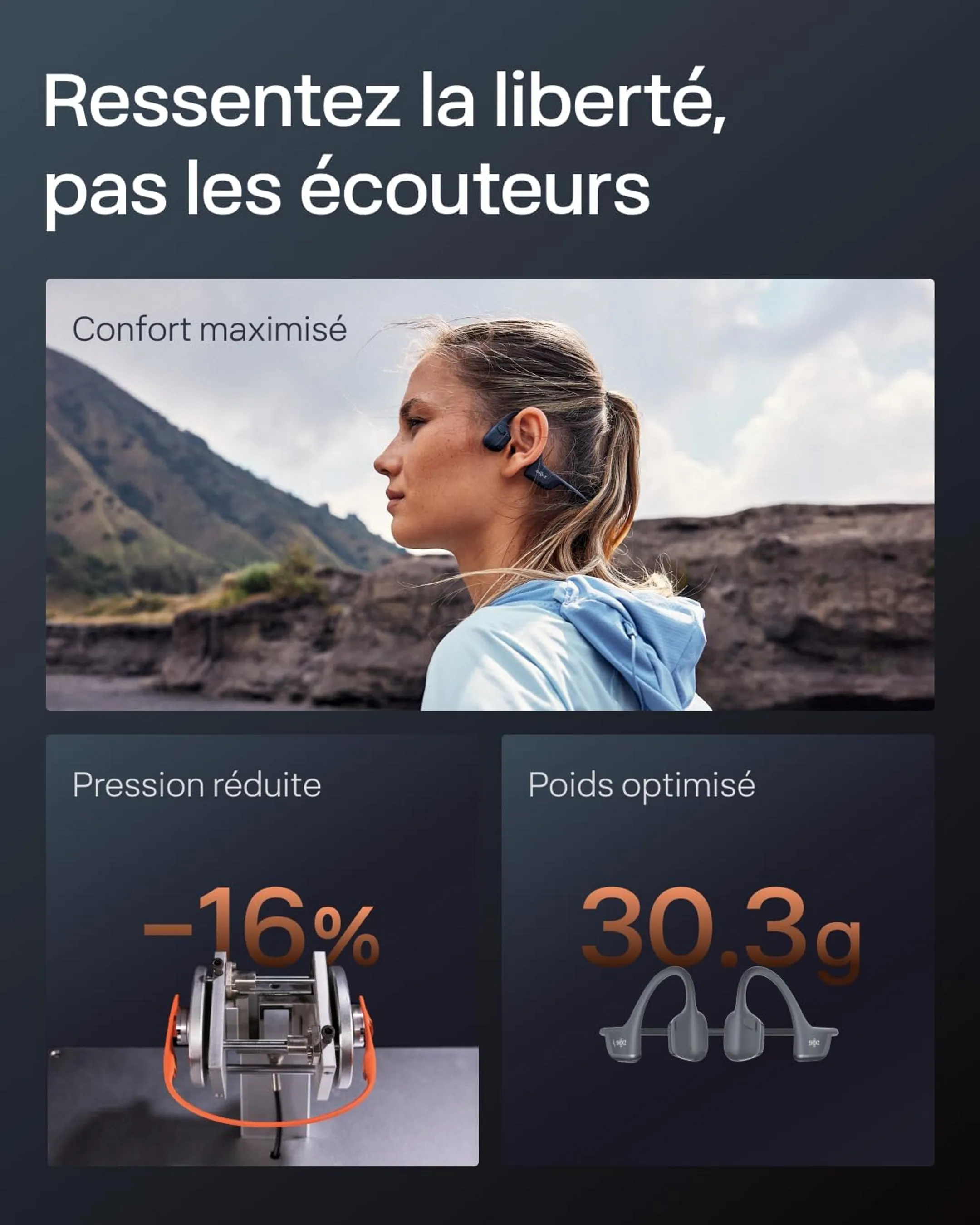 Shokz Ecouteurs sans fil à conduction osseuse OpenRun Pro 2 - Noir image