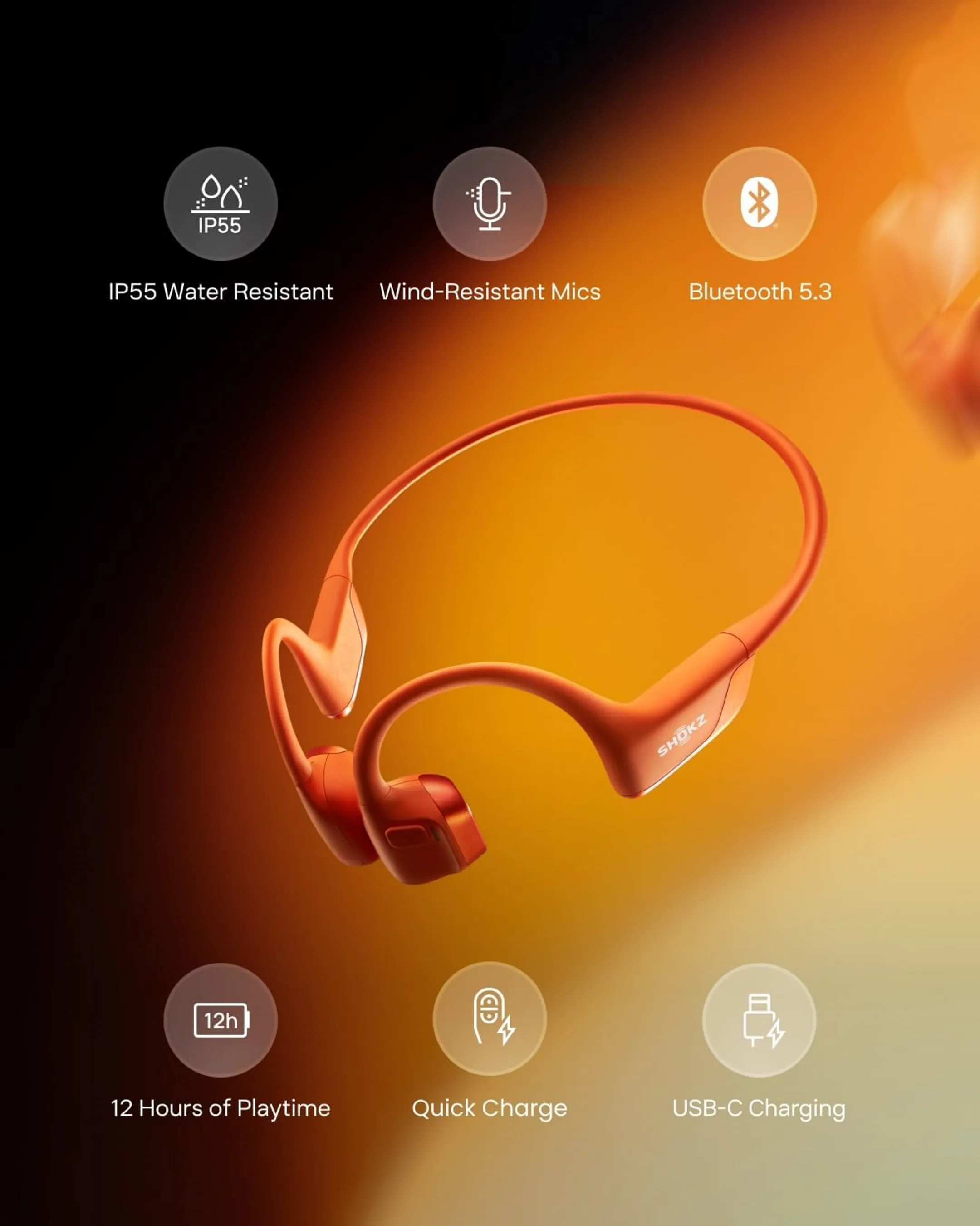 Shokz Wireless bone conduction headphones OpenRun Pro 2 - Orange image