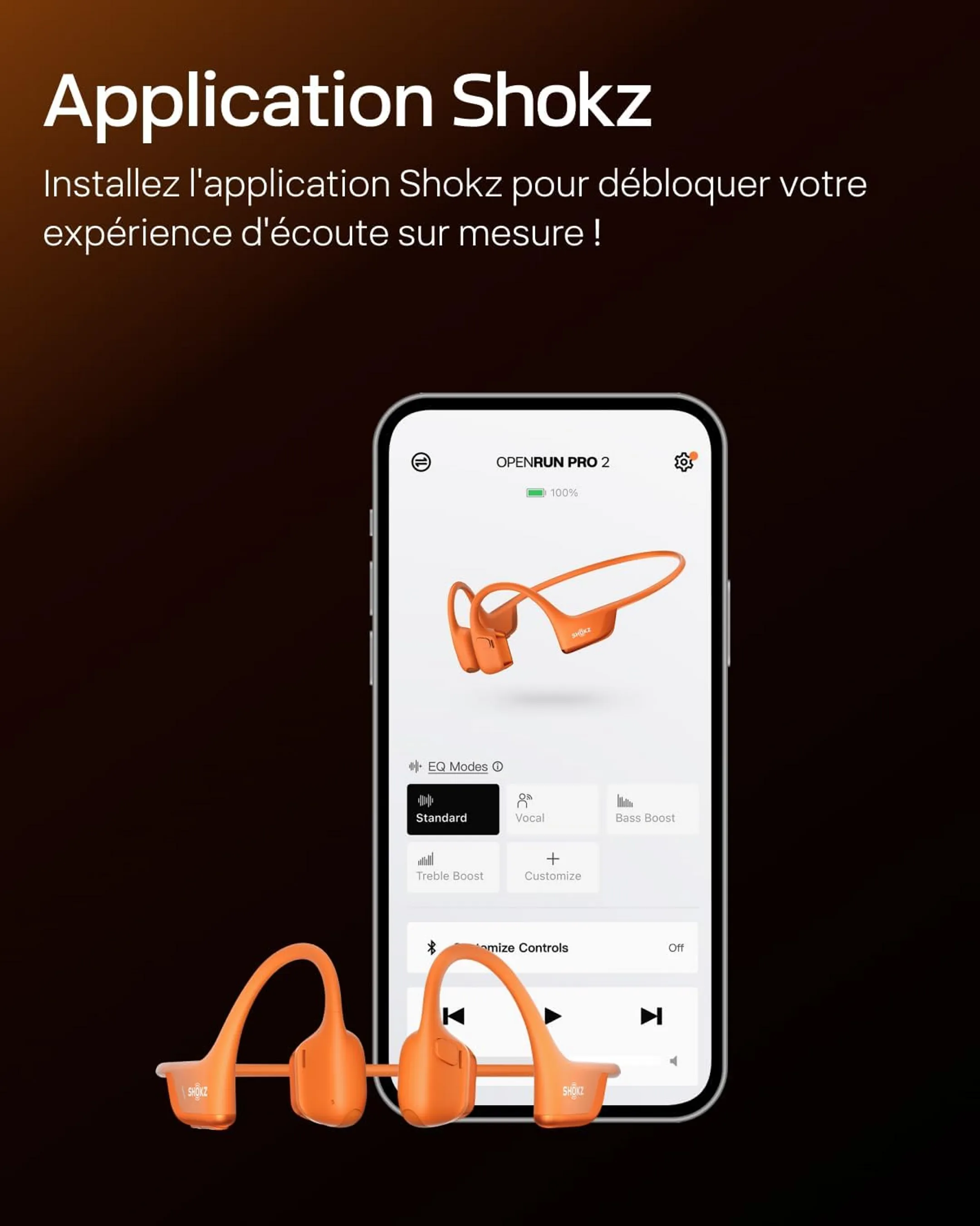 Shokz Ecouteurs sans fil à conduction osseuse OpenRun Pro 2 - Orange image