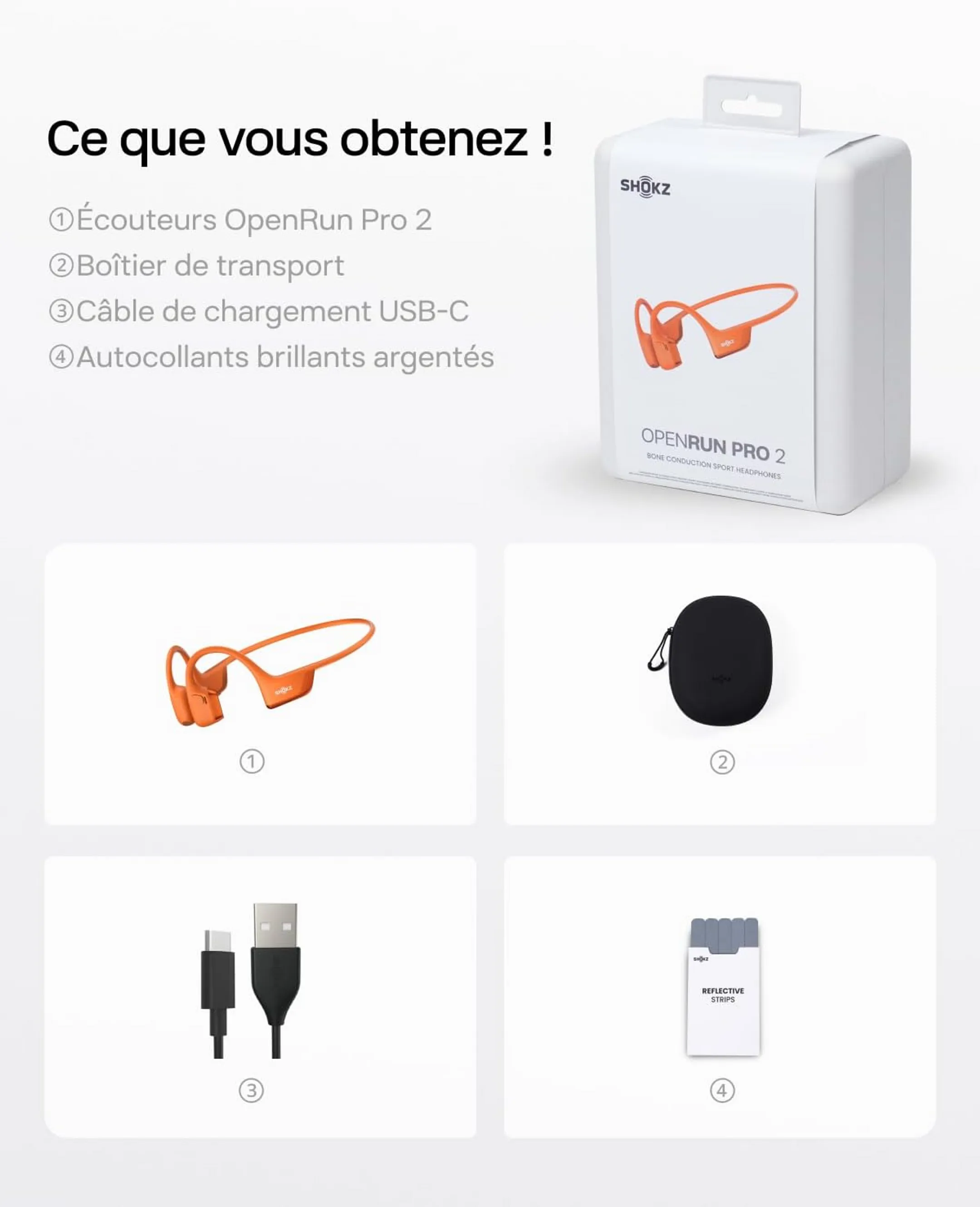 Shokz Ecouteurs sans fil à conduction osseuse OpenRun Pro 2 - Orange image