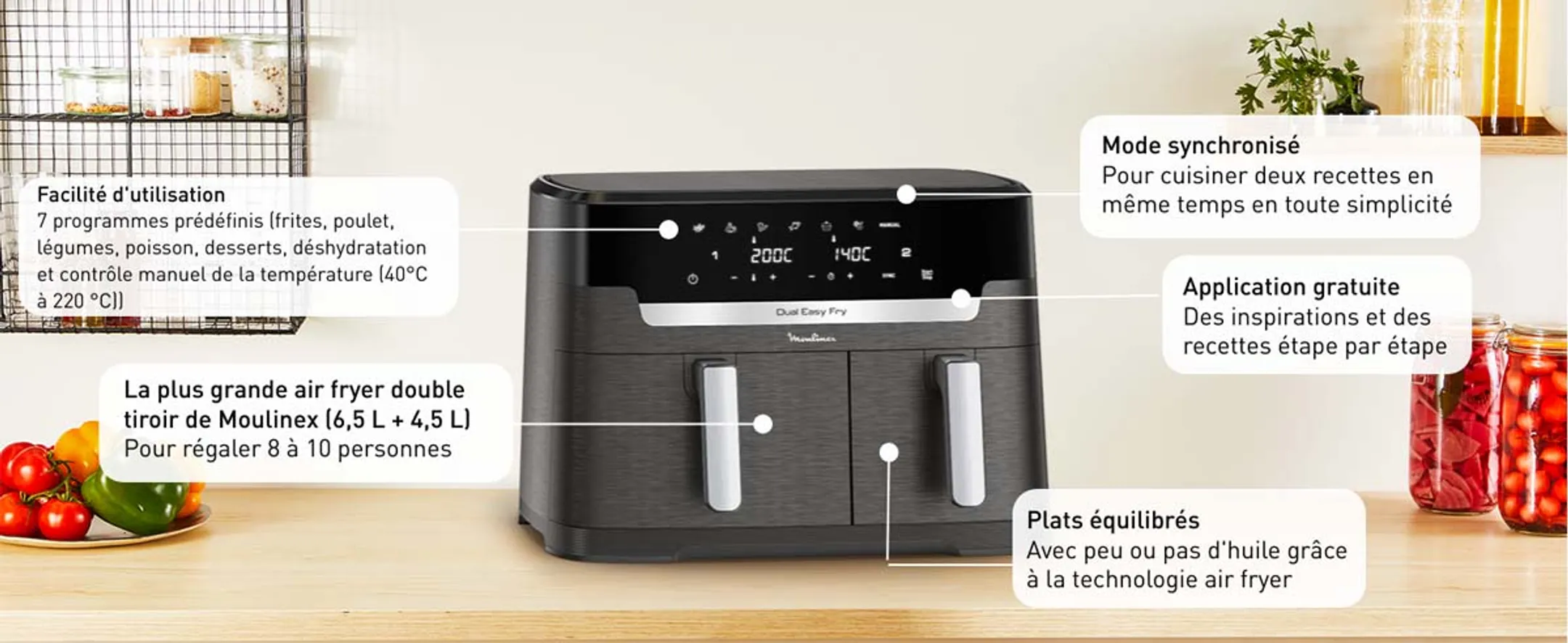 Moulinex Airfryer Easy Fry Dual XXL EZ942HF0 image