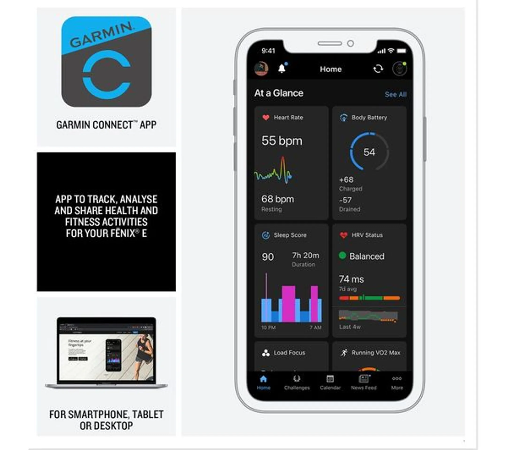 Garmin Smartwatch Fénix E - 47mm - Stainless Steel Schwarz image