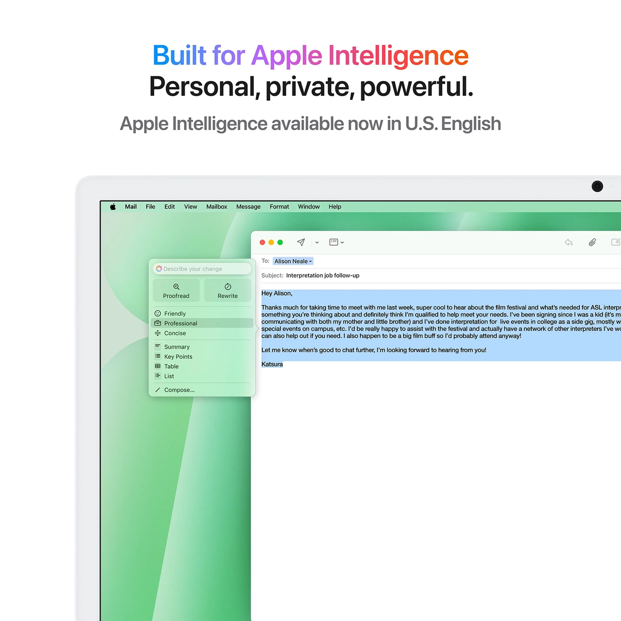 Apple iMac 24" M4 (CPU 8 GPU 8) 16 Go 256 SSD - AZERTY - Green - MWUE3FN image