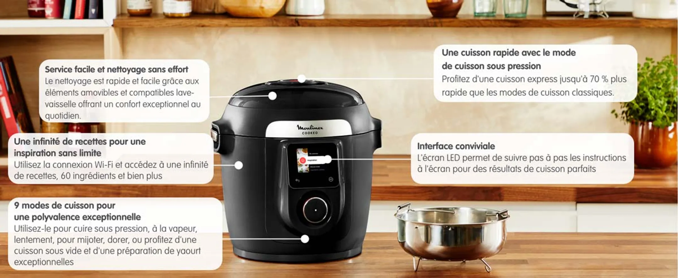 Moulinex Multicuiseur Cookeo Wifi 9-en-1 CE952810 - Noir image