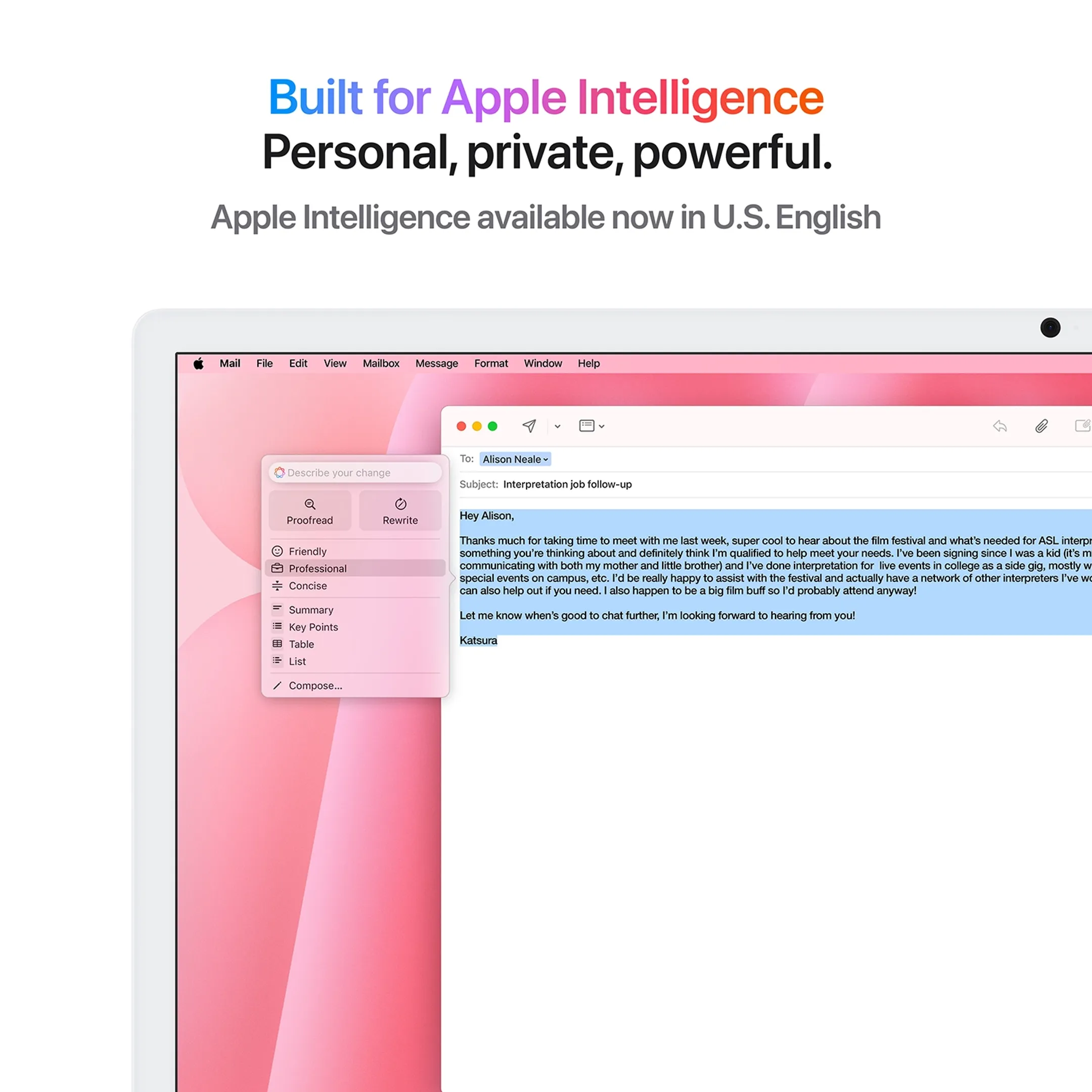 Apple iMac 24" M4 (CPU 8 GPU 8) 16 Go 256 SSD - QWERTZ - Pink - MWUG3SM image