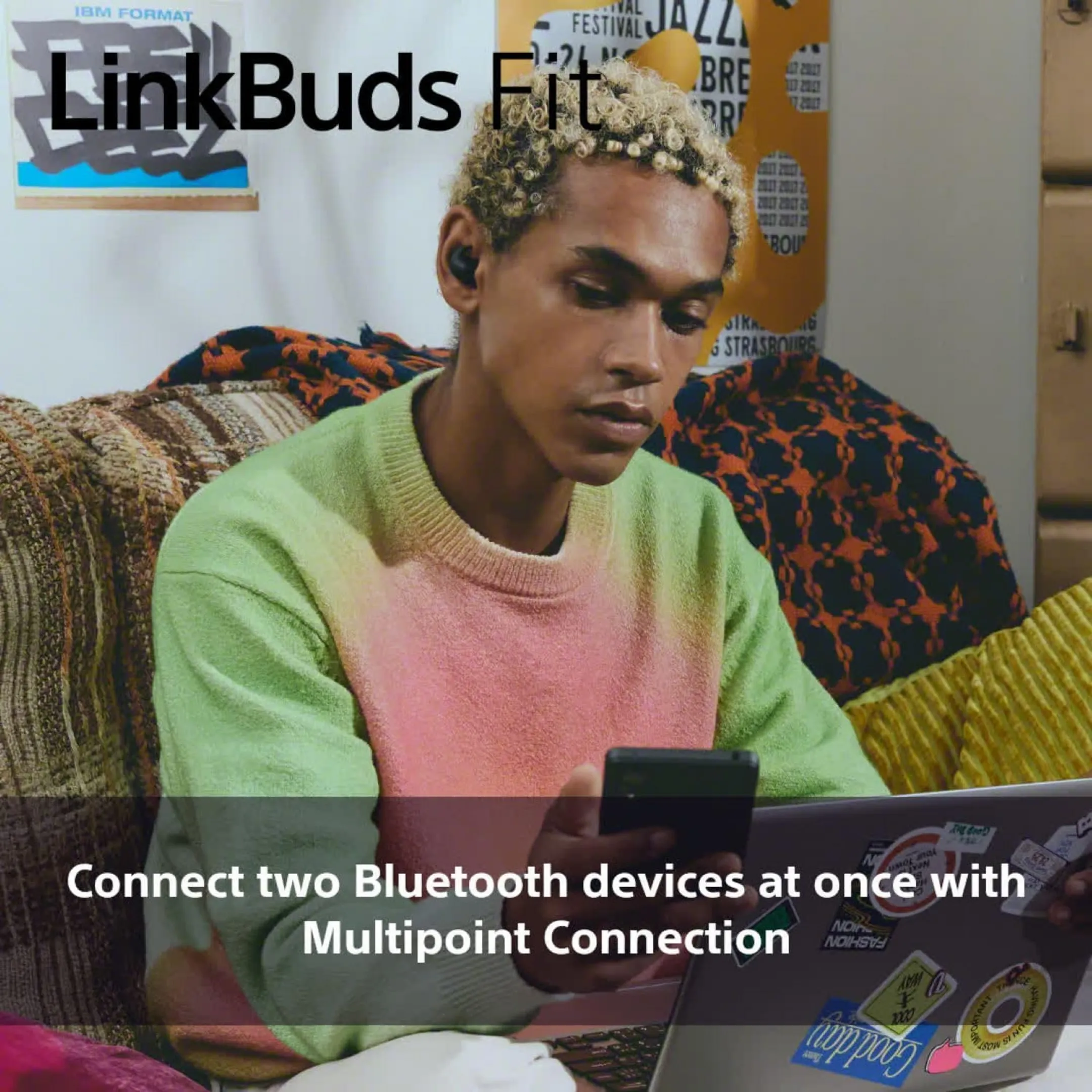 Sony Wireless Headphones LinkBuds Fit WFLS910NB.CE7 - Black image