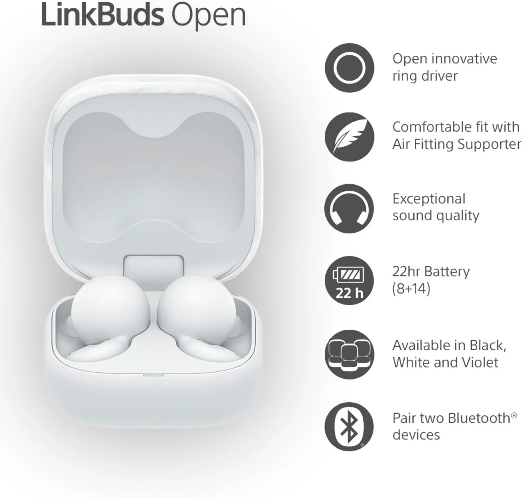 Sony Wireless Headphones LinkBuds Open WFL910W.CE7 - White image