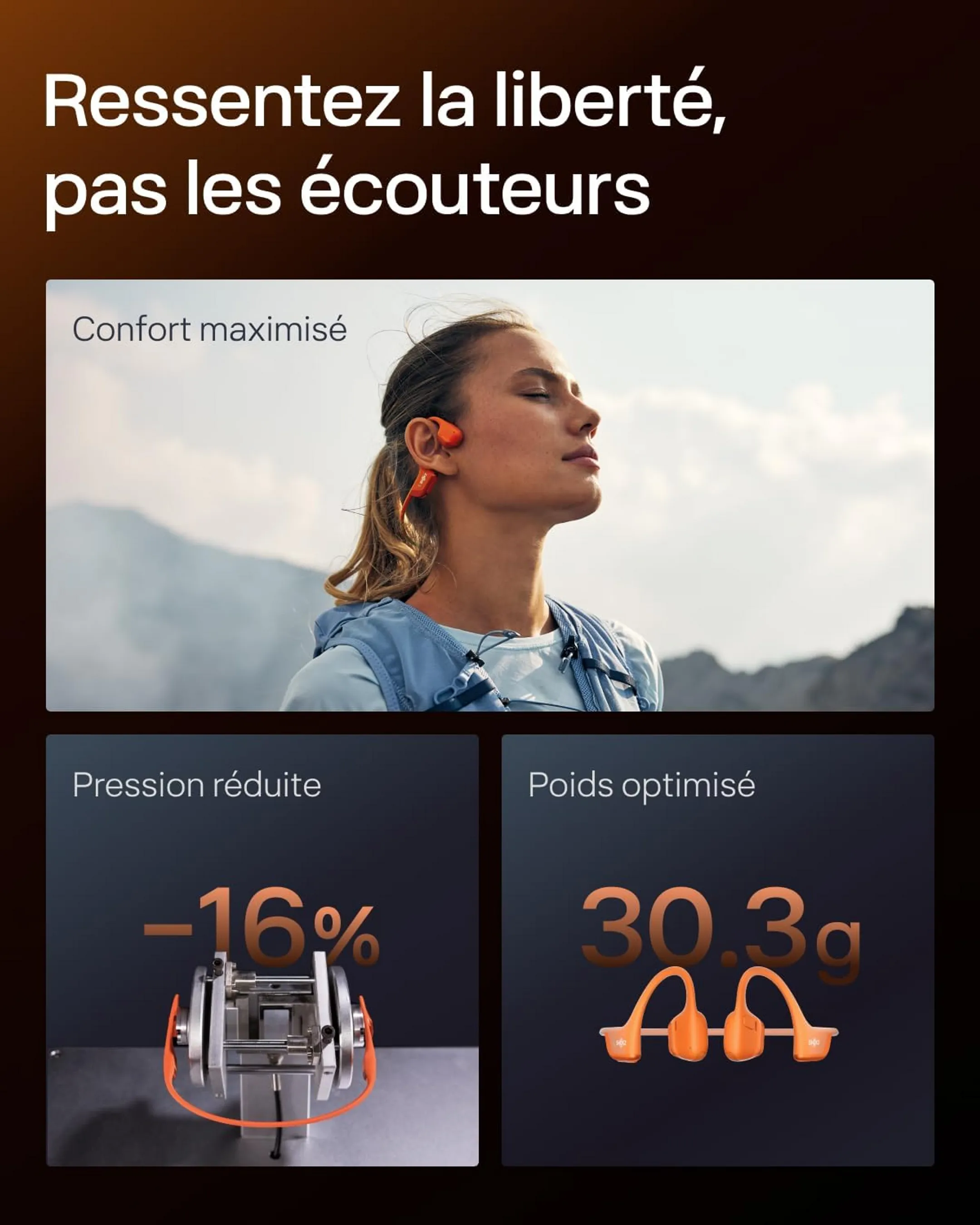 Shokz Ecouteurs sans fil à conduction osseuse OpenRun Pro 2 Mini - Orange image