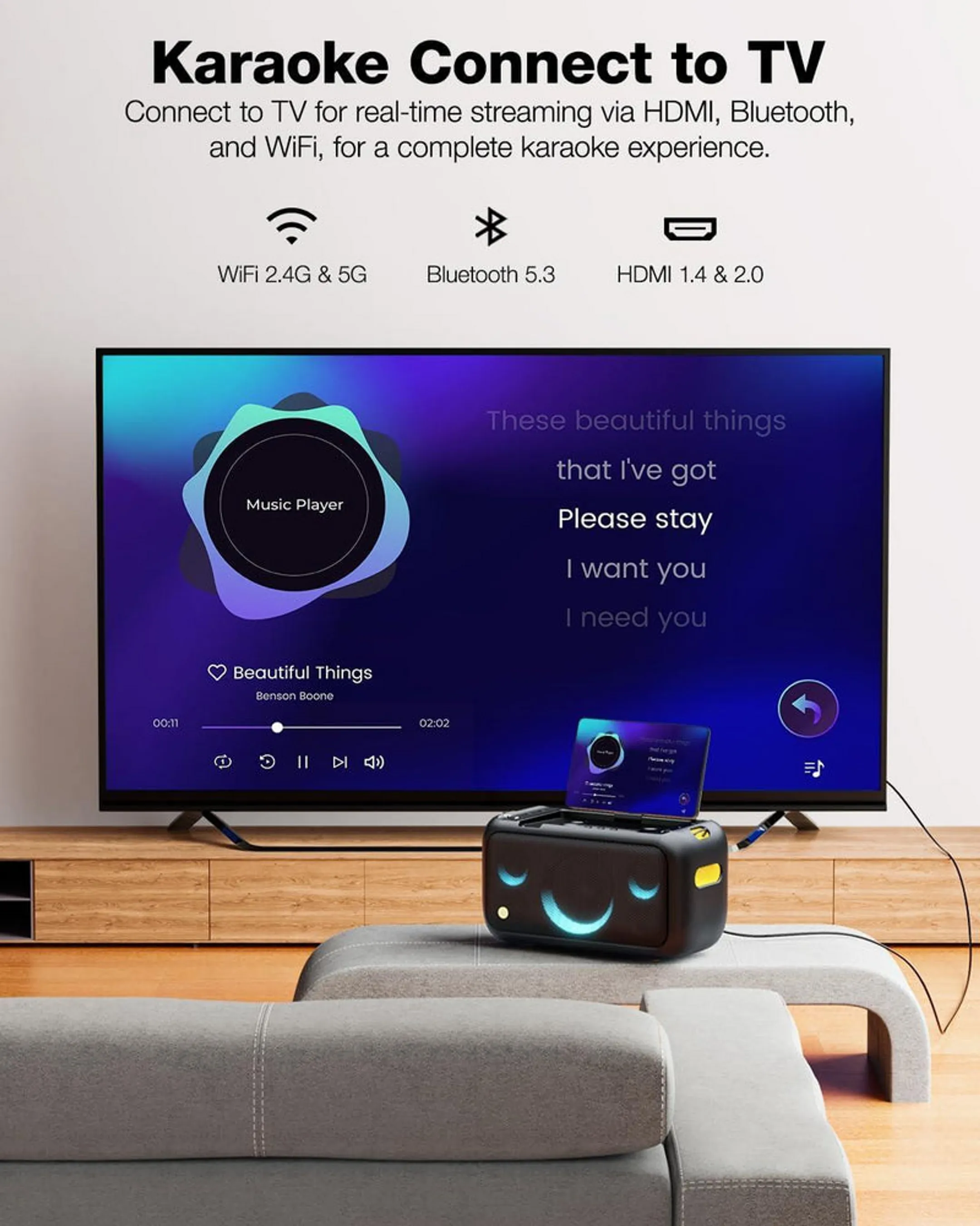 IKARAO Bluetooth karaoke speaker Break X1 with 2 microphones image