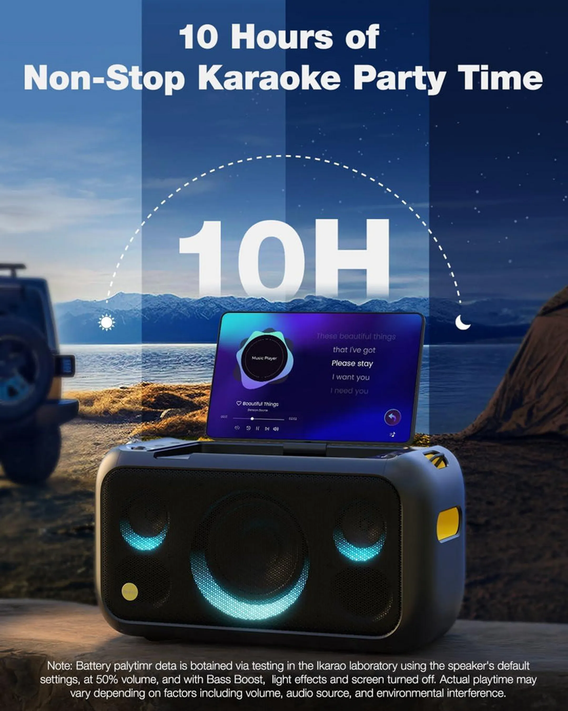 IKARAO Bluetooth karaoke speaker Break X1 with 2 microphones image
