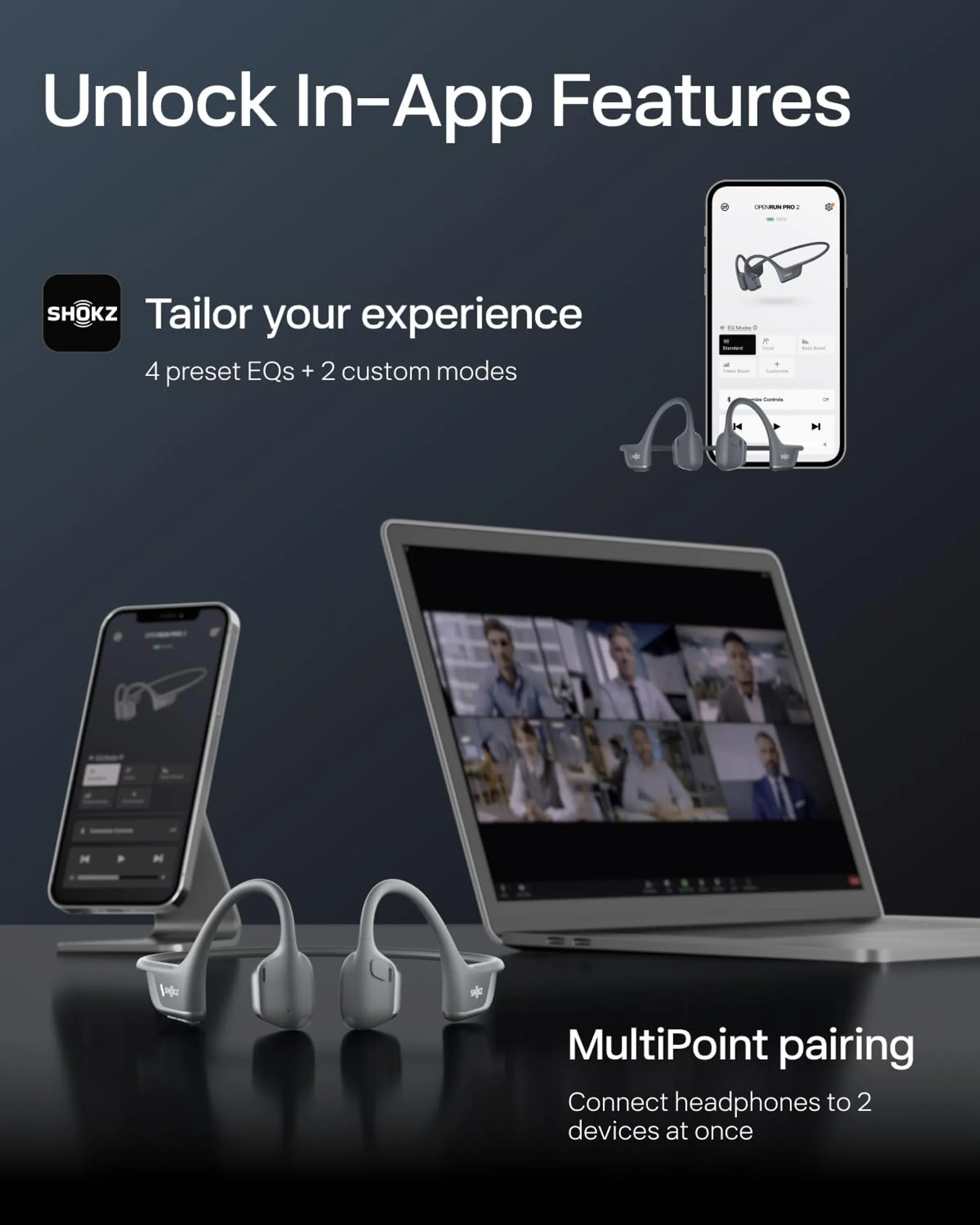 Shokz Ecouteurs sans fil à conduction osseuse OpenRun Pro 2 Mini - Noir image