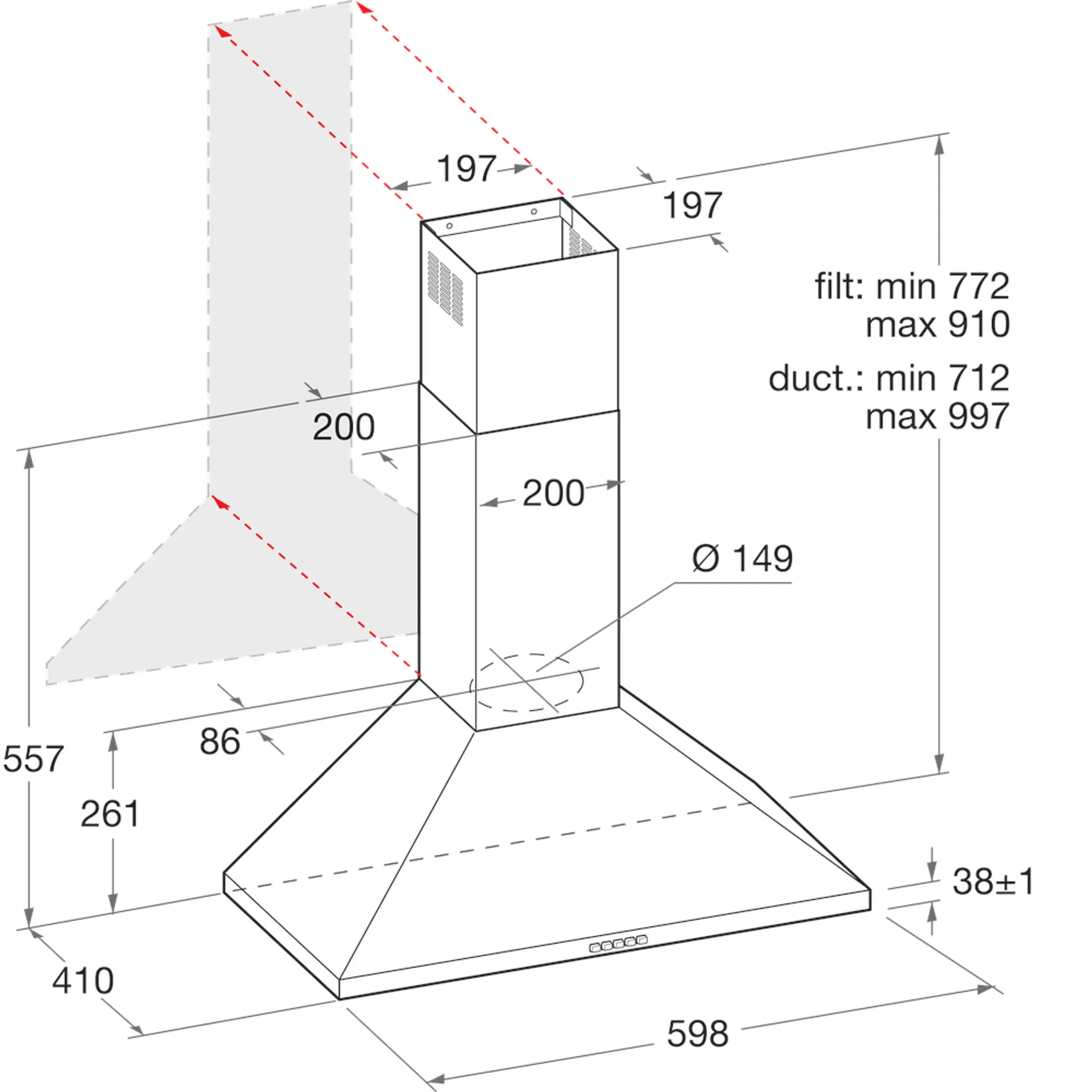 Whirlpool Hotte décorative AKR 648/3 IX - Inox image