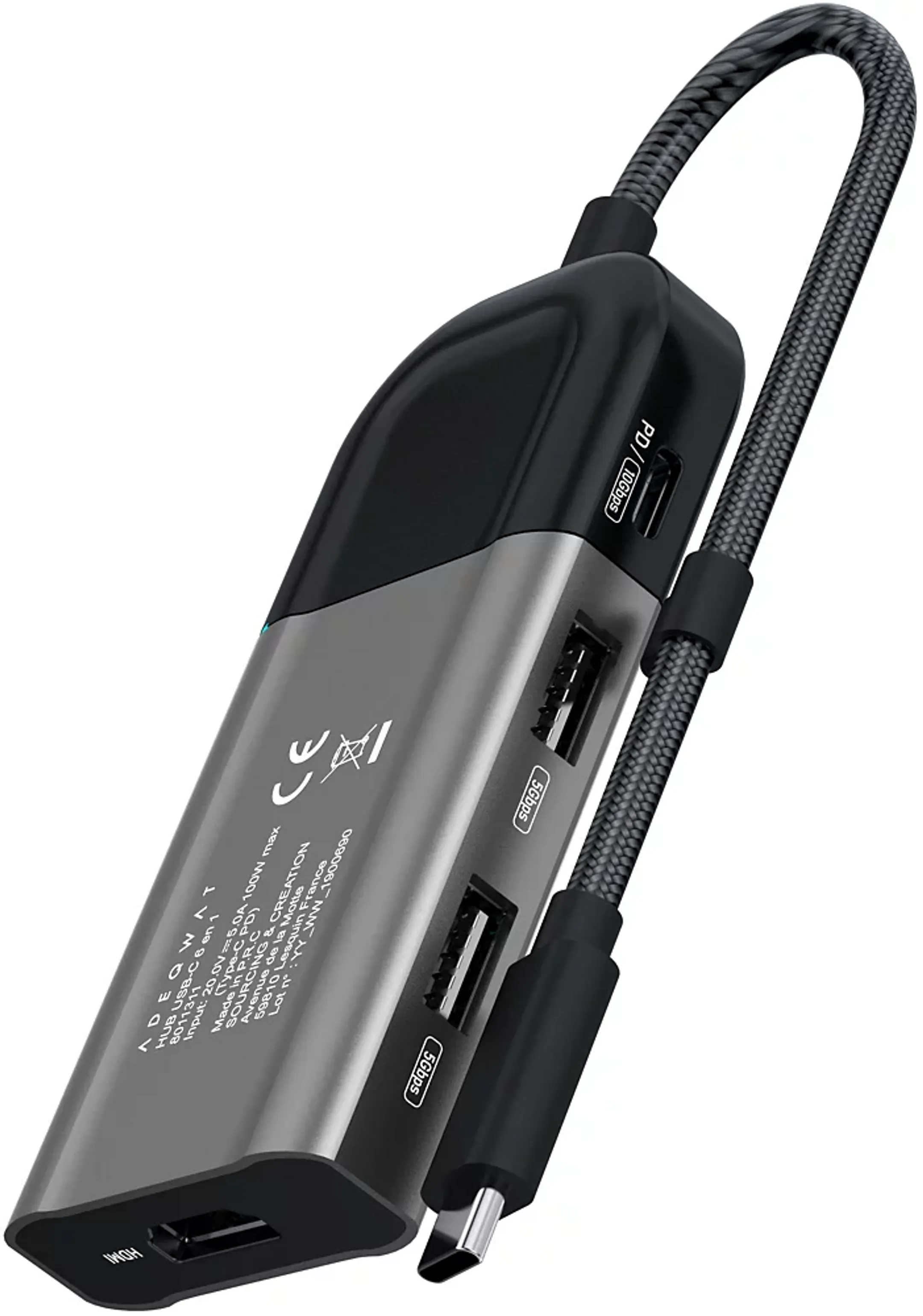 Adeqwat Hub USB-C multiports 6-en-1 - 6 Ports image