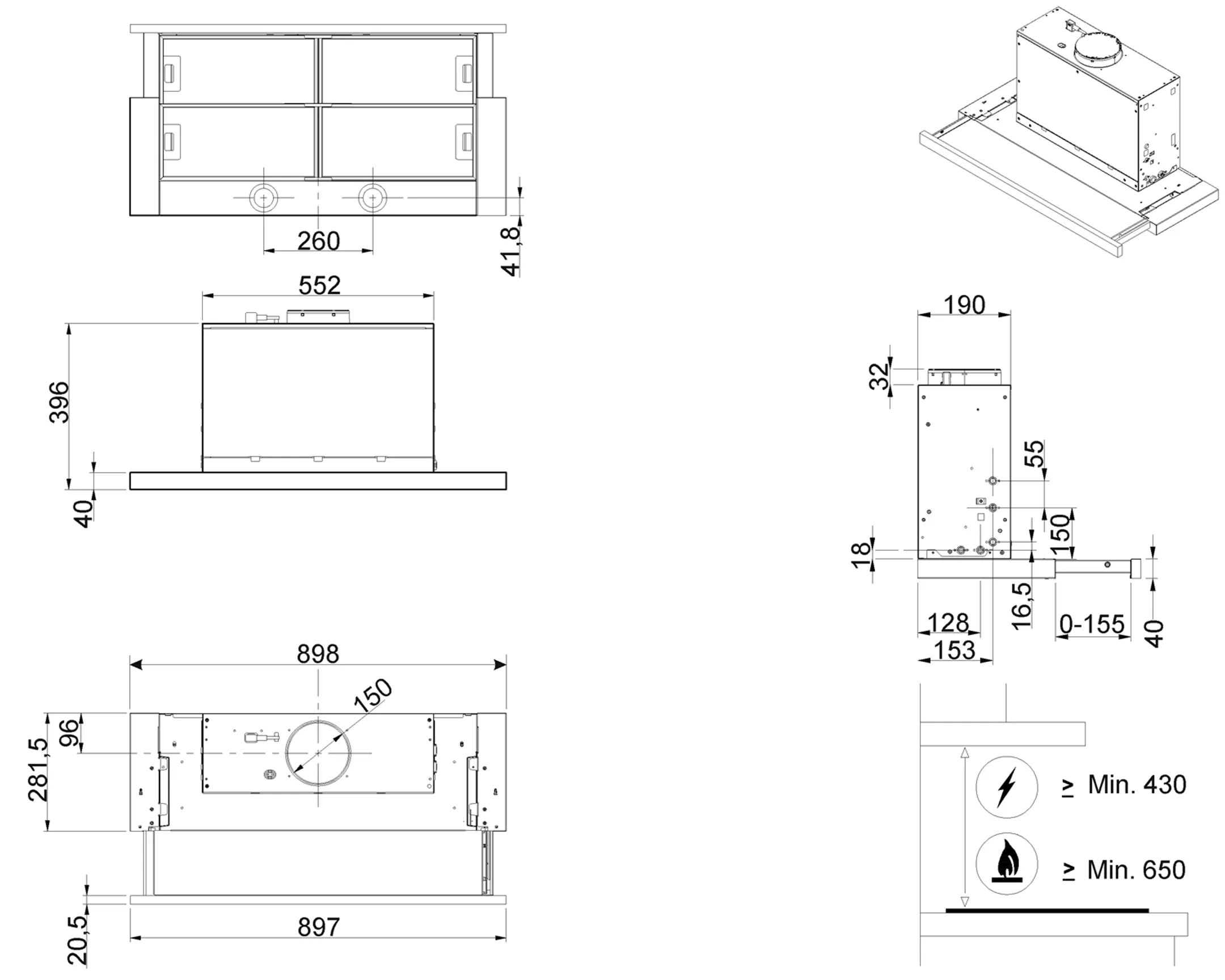 Smeg Telescopic hood KSET999XE - Grey image
