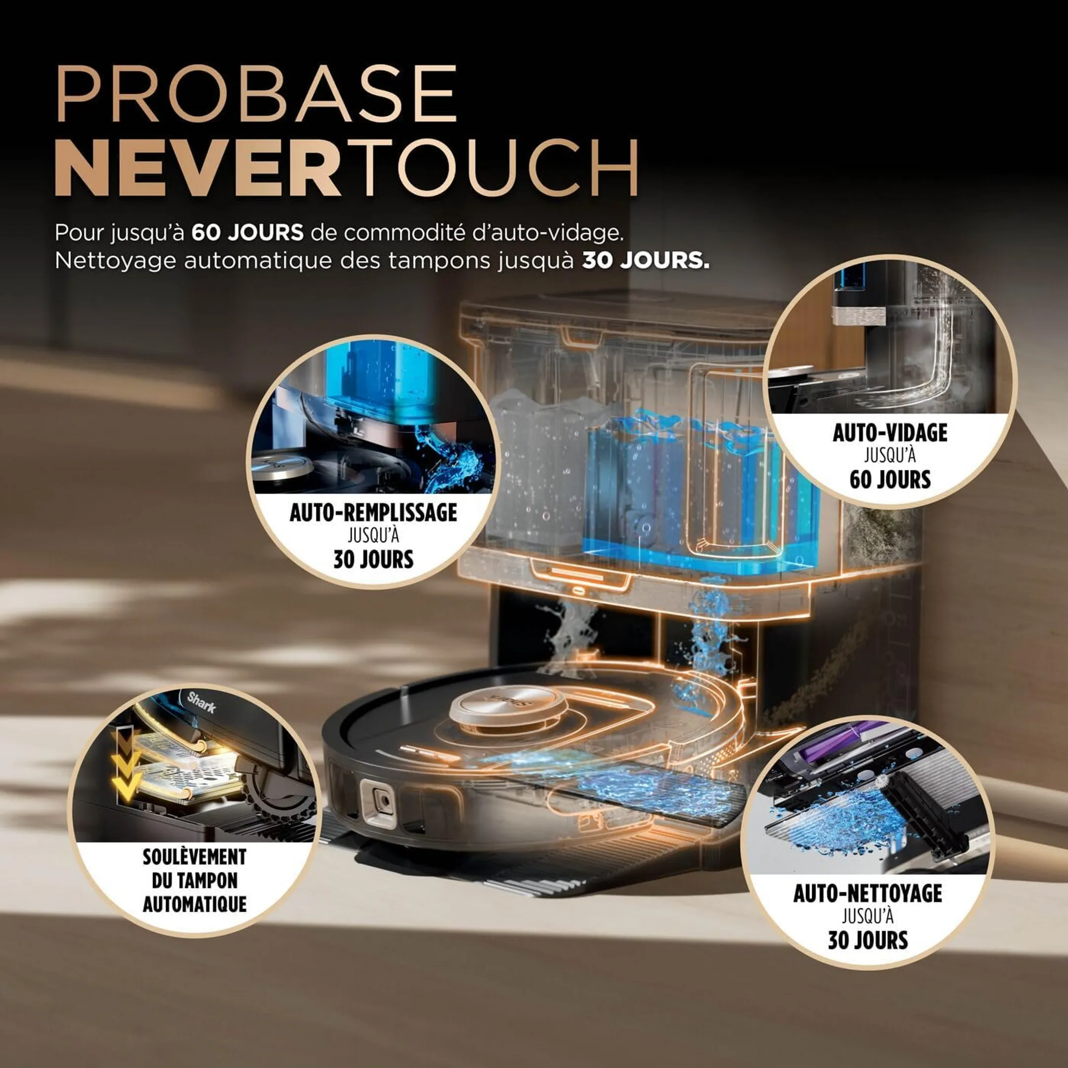 Shark Robot aspirateur laveur Powerdetect NeverTouch Pro RV2800ZEEU - Noir image